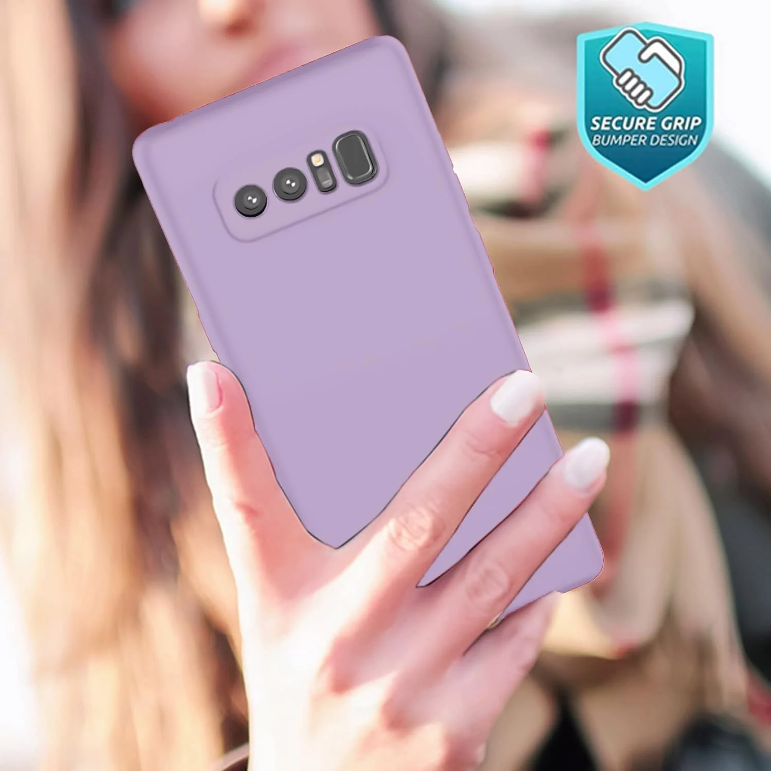 DL3 Mobilak Liquid Silicone Protective Case with Soft Microfiber Lining with Full Camera Protection for Samsung Galaxy Note 8 - Lavender