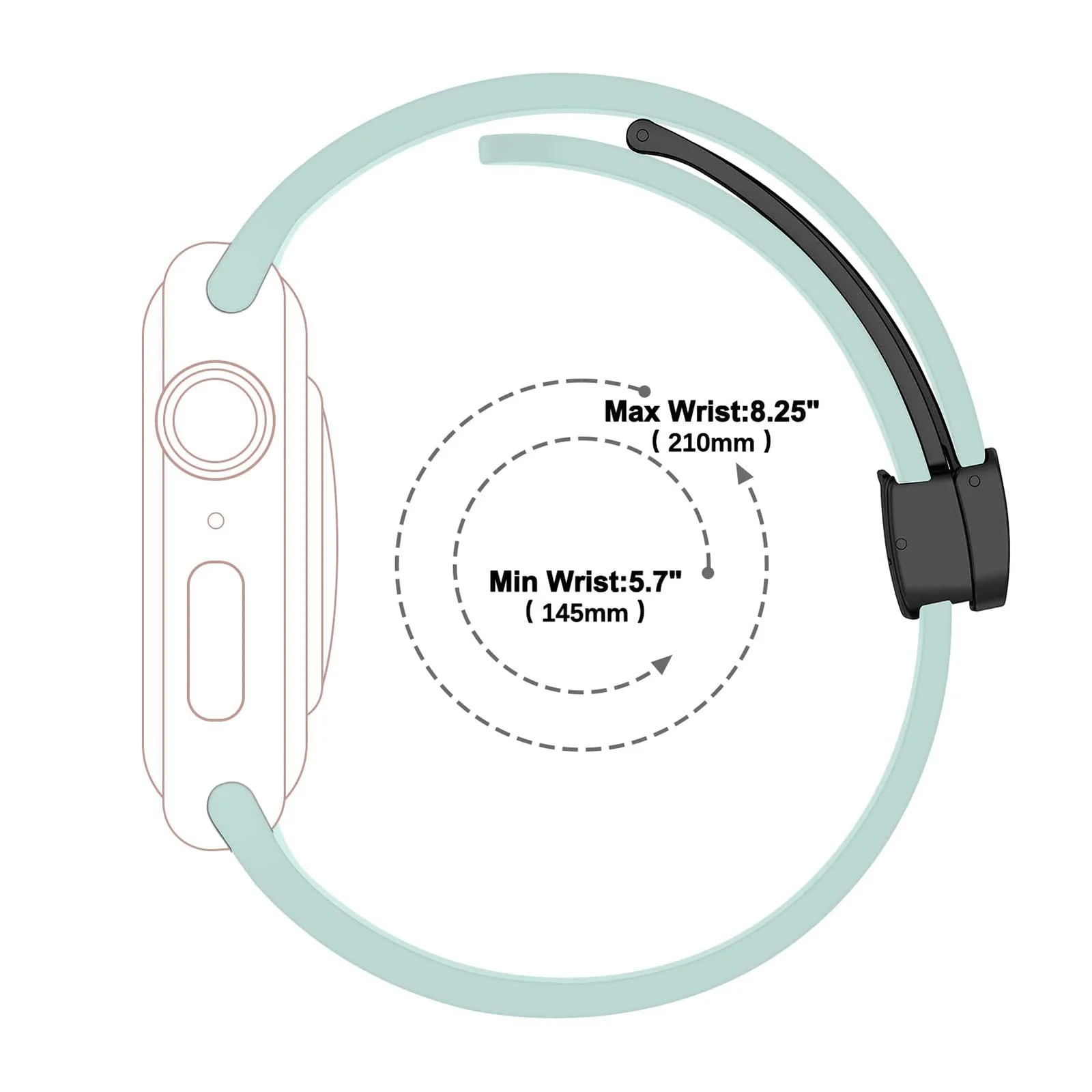 DL3 Mobilak Magnetic Bands for Apple Watch Ultra/Ultra 2 Band 49mm 45mm 44mm 42mm 41mm 40mm 38mm, Soft Sport Silicone Strap for iwatch Series 9/8/7/6/5/4 (Mint Green, 42mm/44mm/45mm/49mm), unisex-adult - Black