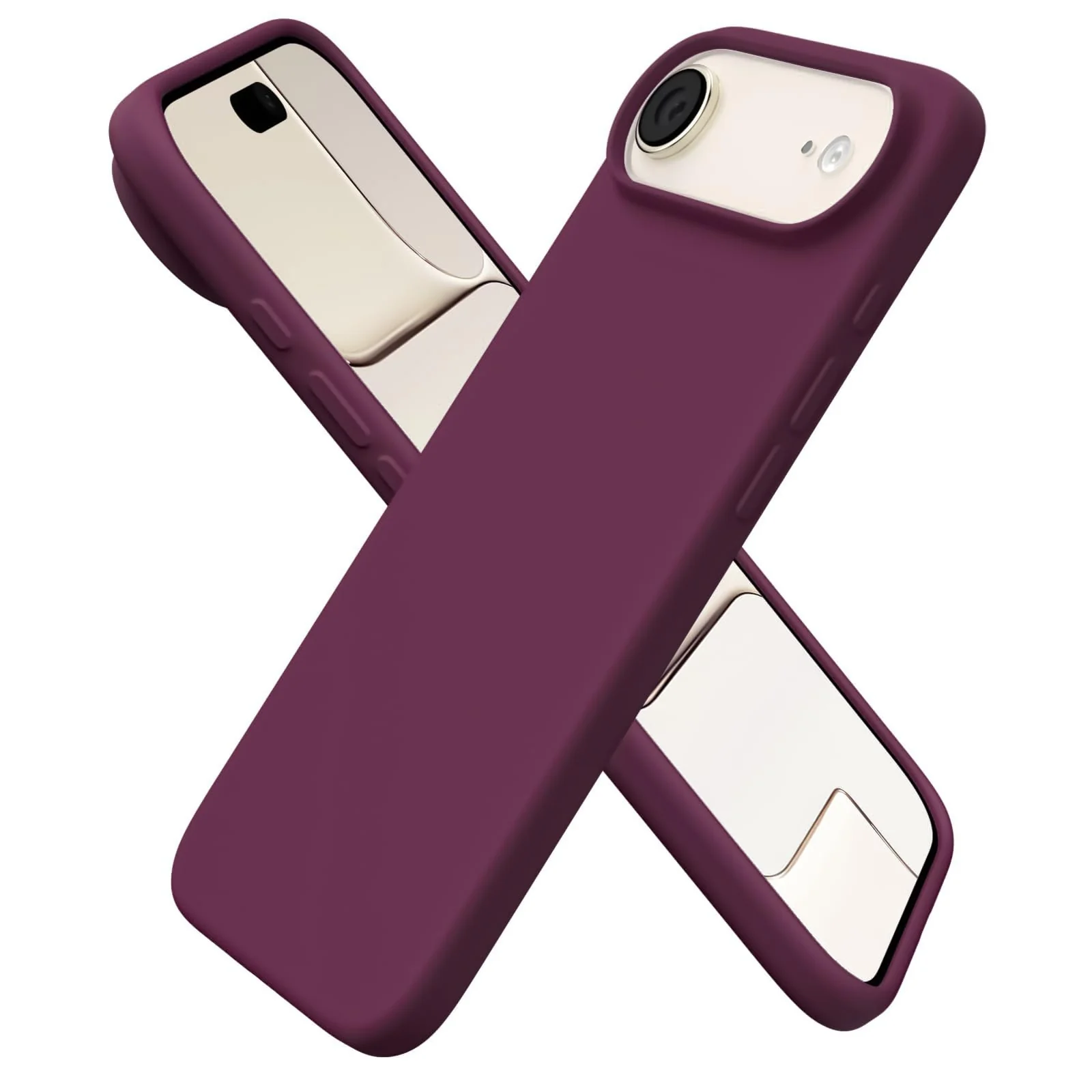 DL3 Mobilak Liquid Silicone Protective Case for iPhone 17 Air 6.5-Inch with Microfiber Lining and Shockproof Design - Wine Red