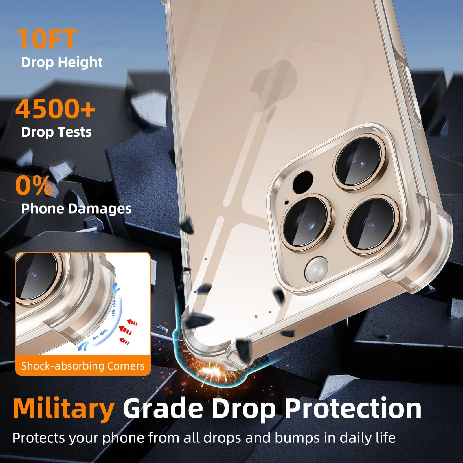 DL3 MOBILAK Case Compatible with iPhone 16 Pro, Cover Silicone Transparent TPU Gorilla Anti-shock Shockproof Corners - Clear