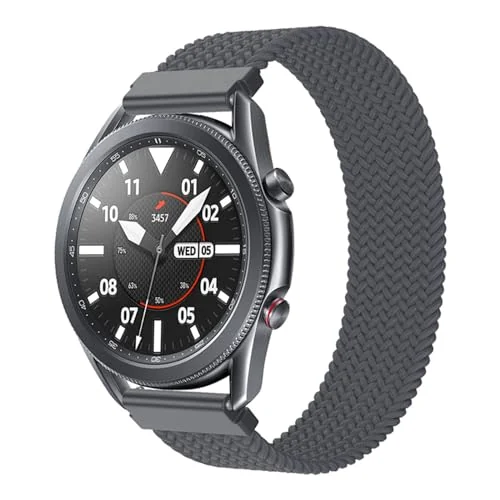 Medium — DL3 Mobilak Band 22MM Nylon Braided Solo Loop Strap For Samsung galaxy watch3 45mm/galaxy 46mm/Gear S3/Huawei watch GT3 46MM/GT2E/GT2 Pro/GT GT2 46MM/Amazfit GTR 2/2e/3/4 (Medium)