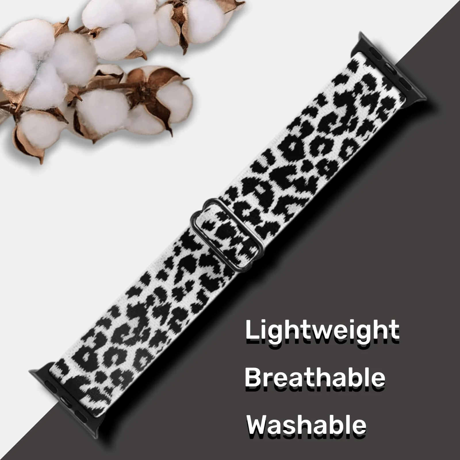DL3 Mobilak Nylon Solo Loop Stretchy Straps For Apple Watch Band 49mm 45mm 44mm 42mm 41mm 40mm 38mm, Elastic Wristbands for Series 8 9 Ultra 7 6 5 4 3 2 1 (Leopard, 42MM/44MM/45MM/49MM) - White Leopard