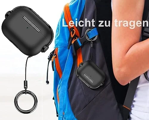 DL3 Mobilak Protective Case for AirPods 3 [With Closure Lid] [Front LED Visible] [With Wrist Strap] Skin Case Compatible with Airpod 3rd Generation 2021 - Black