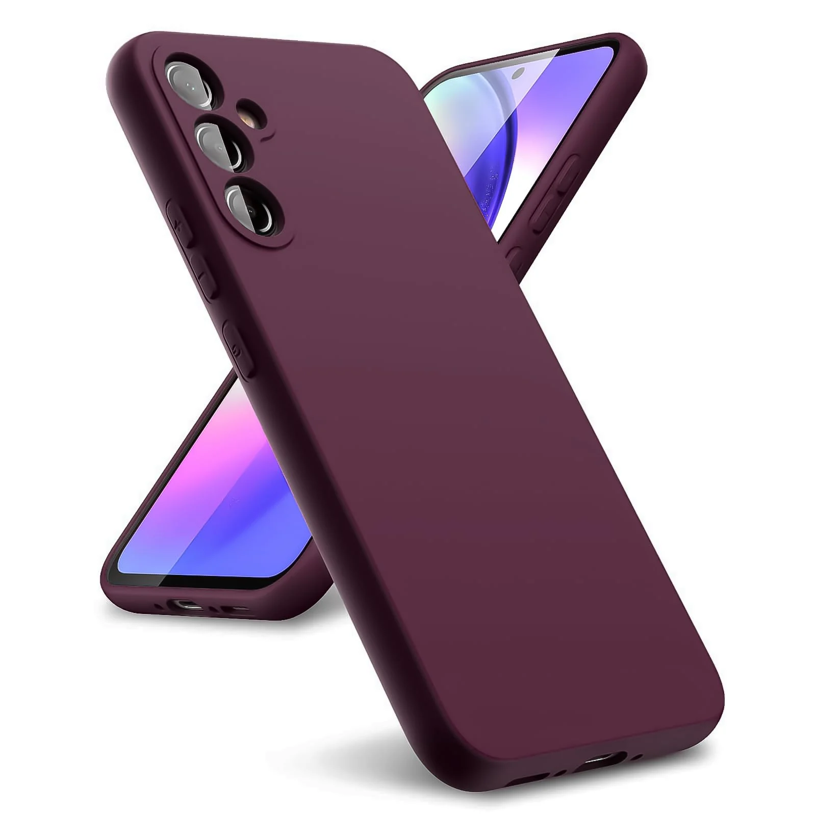 DL3 Mobilak Soft Silicone Protective Case for Samsung Galaxy S21 FE 5G with Microfiber Lining and Shockproof Design - Wine Red