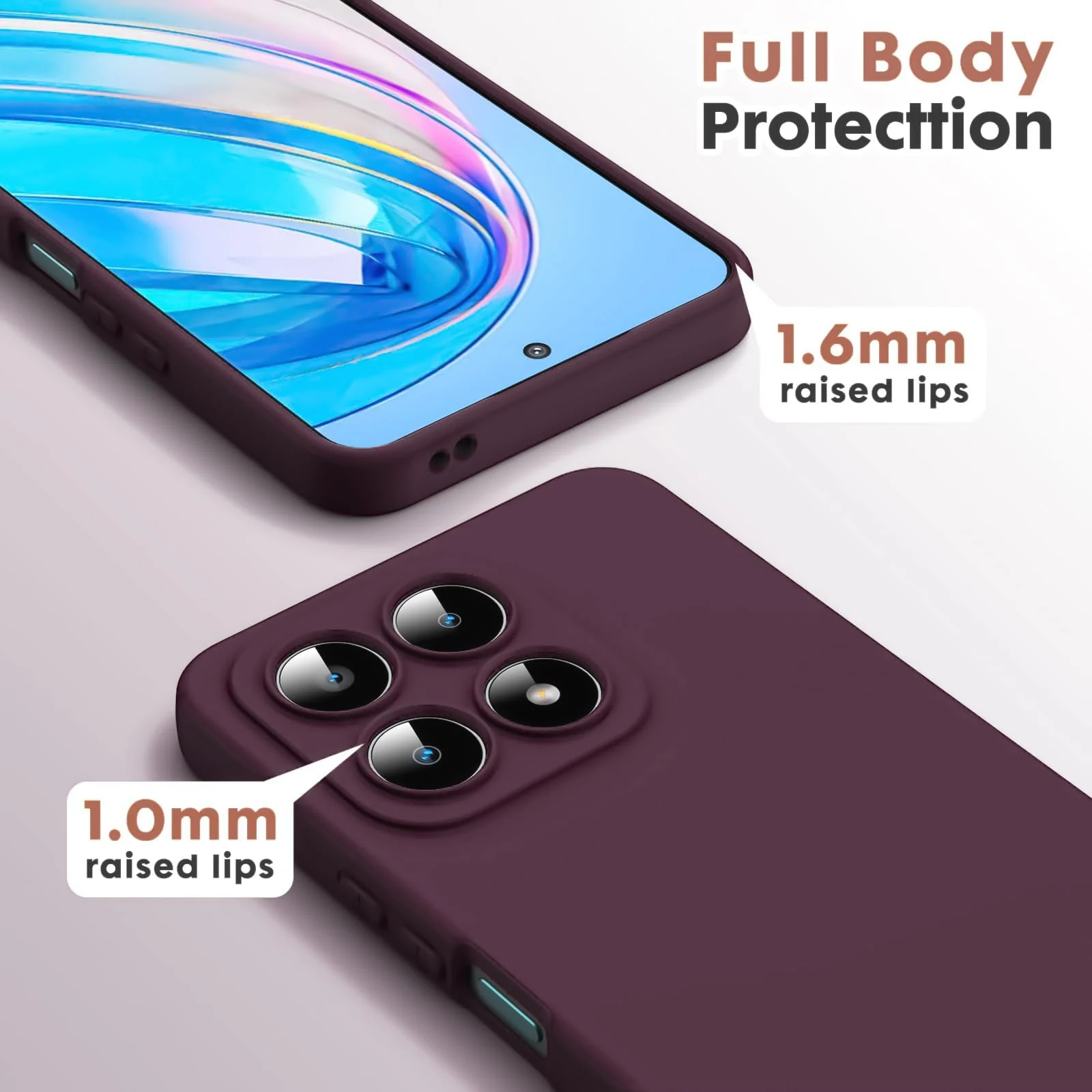 DL3 Mobilak Liquid Silicone Protective Case with Soft Microfiber Lining with Full Camera Protection for Honor X8A - Wine Red