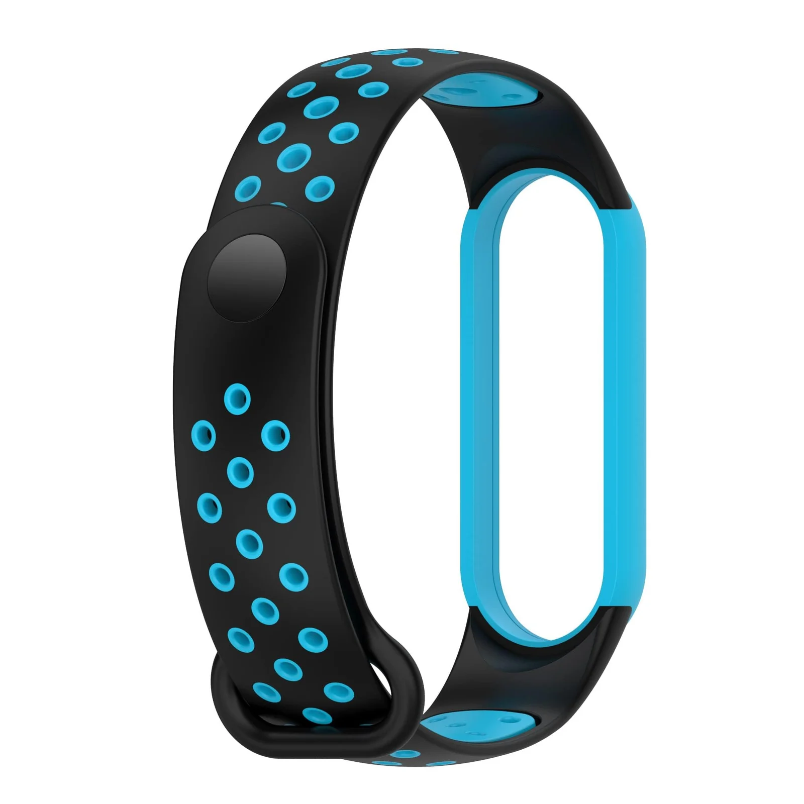 DL3 Mobilak Strap Compatible with Xiaomi Mi Band 4 / Mi Band 3, Women Men Armband, Two Colours Breathable Adjustable Soft Silicone Replacement Strap Compatible with Xiaomi Mi Band 3/4 - Black Blue