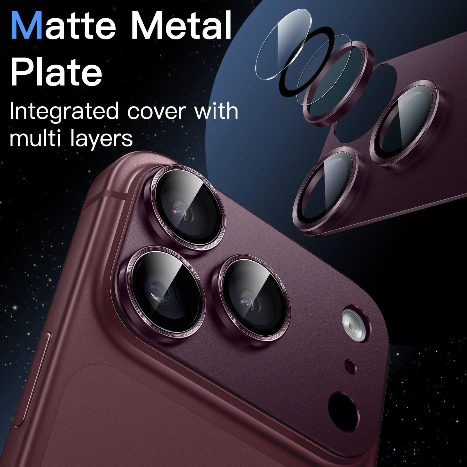 DL3 MOBILAK Full Camera Lens Protector for Apple iPhone 18 Pro Max - Dark Cherry