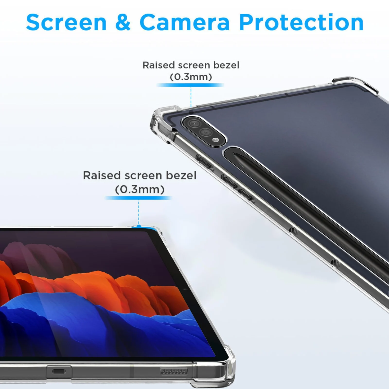 DL3 Mobilak Case Compatible with Samsung Galaxy Tab S8 2022/Samsung Galaxy Tab S7 2020 11 Inch, Ultra Thin Silicone Air-Corners Shockproof Back Shell HD TPU Protective Cover - Clear