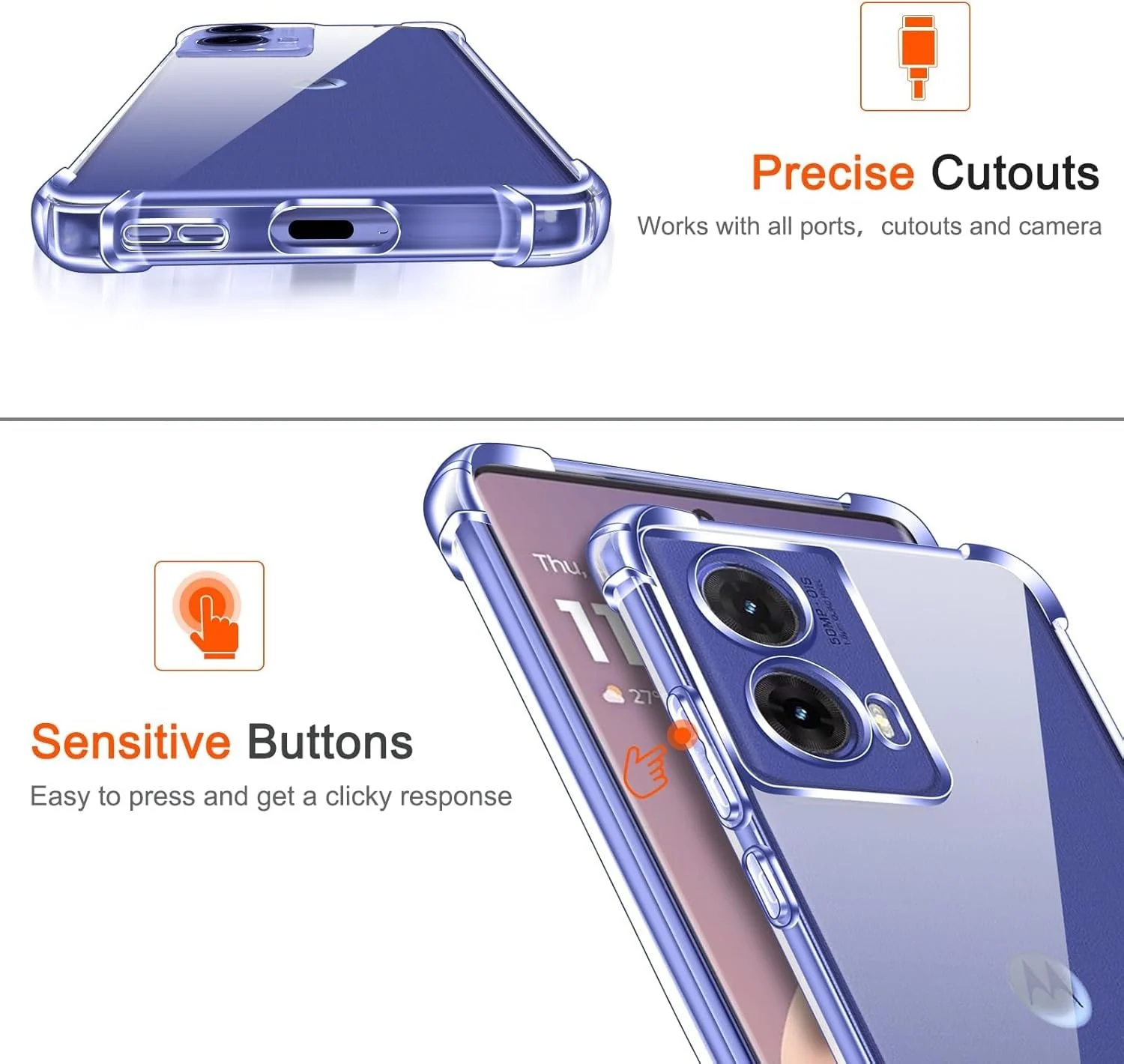 DL3 Mobilak Case Compatible with Motorola Moto G85 5G, Cover Silicone TPU Gorilla Anti-shock Protector Camera Shockproof Corners - Clear