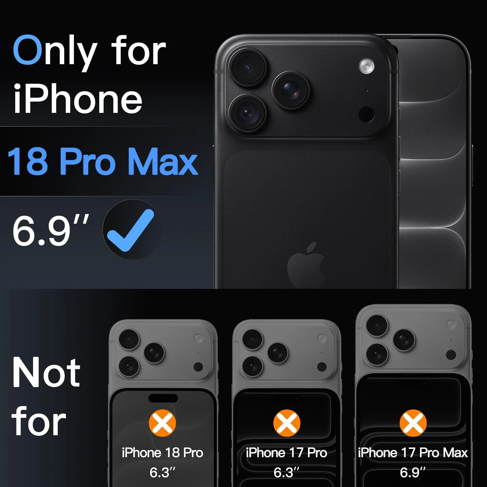 DL3 MOBILAK Full Camera Lens Protector for Apple iPhone 18 Pro Max - Black