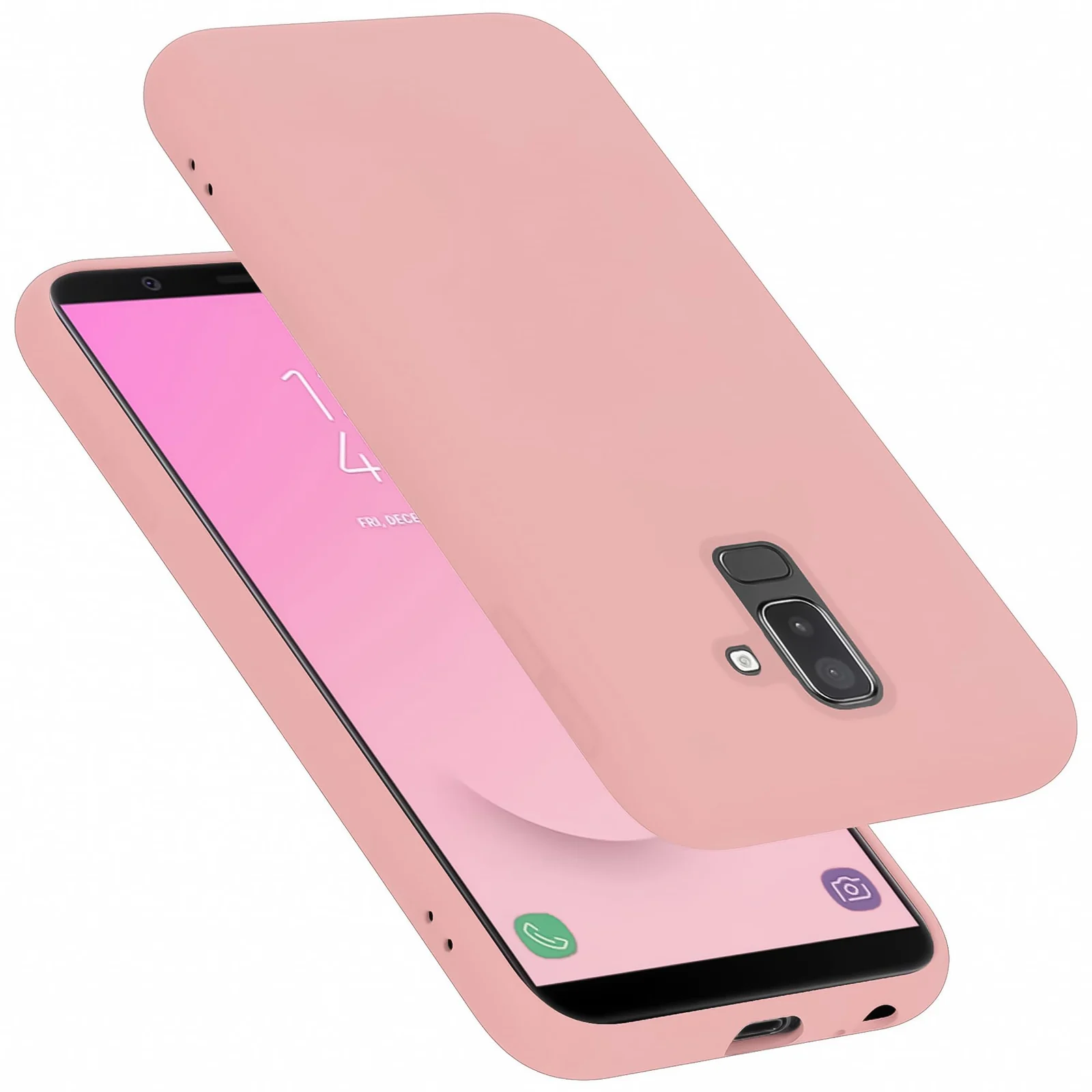 Dl3 Mobilak Samsung Galaxy A6 Plus Case, Soft Flexible Liquid Silicone Gel Rubber Bumper Cover, Full Body Shockproof Protective Phone Case (Purple)