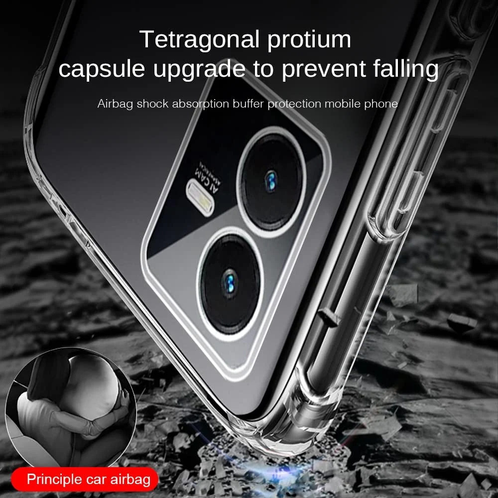 DL3 Mobilak Case Compatible with vivo Y35 4G / vivo Y22s / Y22, Cover Silicone TPU Gorilla Anti-shock Protector Camera Shockproof Corners - Clear