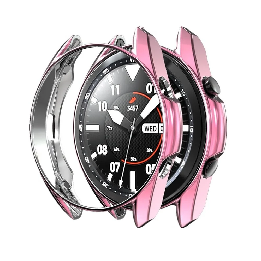DL3 Mobilak Case Compatible with samsung galaxy 46mm Gear S3 Case All-Around Screen Protector Watch Soft TPU Shockproof Cover Slim Guard Thin Bumper Shell Protector - Pink