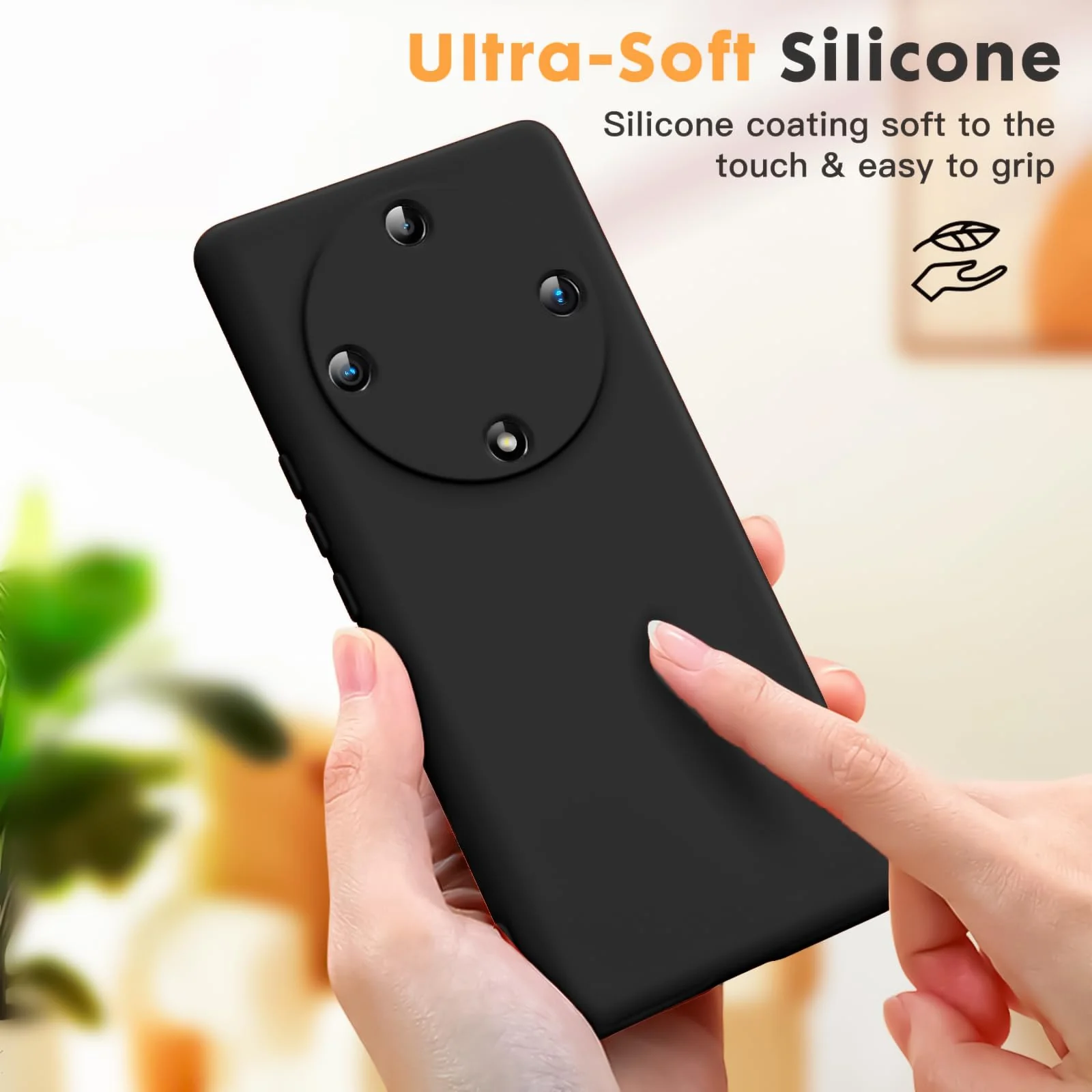 DL3 Mobilak Soft Silicone Protective Case for Honor X9a with Microfiber Lining and Shockproof Design - Black
