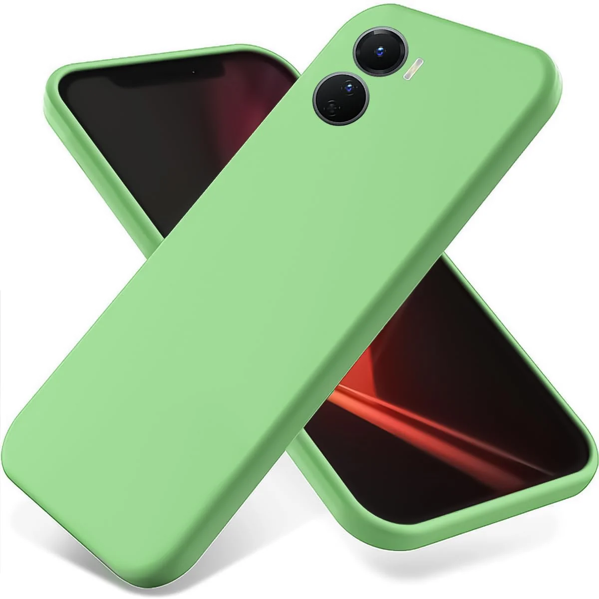 Dl3 Mobilak Vivo Y16 / Vivo Y02s Case,Soft Flexible Silicone Gel Rubber Bumper Cover,Full Body Shockproof Protective Phone Case (Light Green)