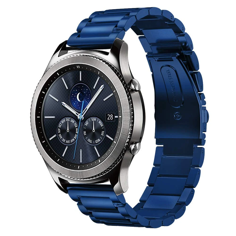 DL3 Mobilak Metal Band 20MM Strap for Samsung Gear Sport, Watch 4/5/5 Pro, S2 Classic, Active 2 40mm 44mm, Amazfit GTS 3/4/4 Mini, Bip 3/Pro/U, GTS 2 Mini/2e - Blue