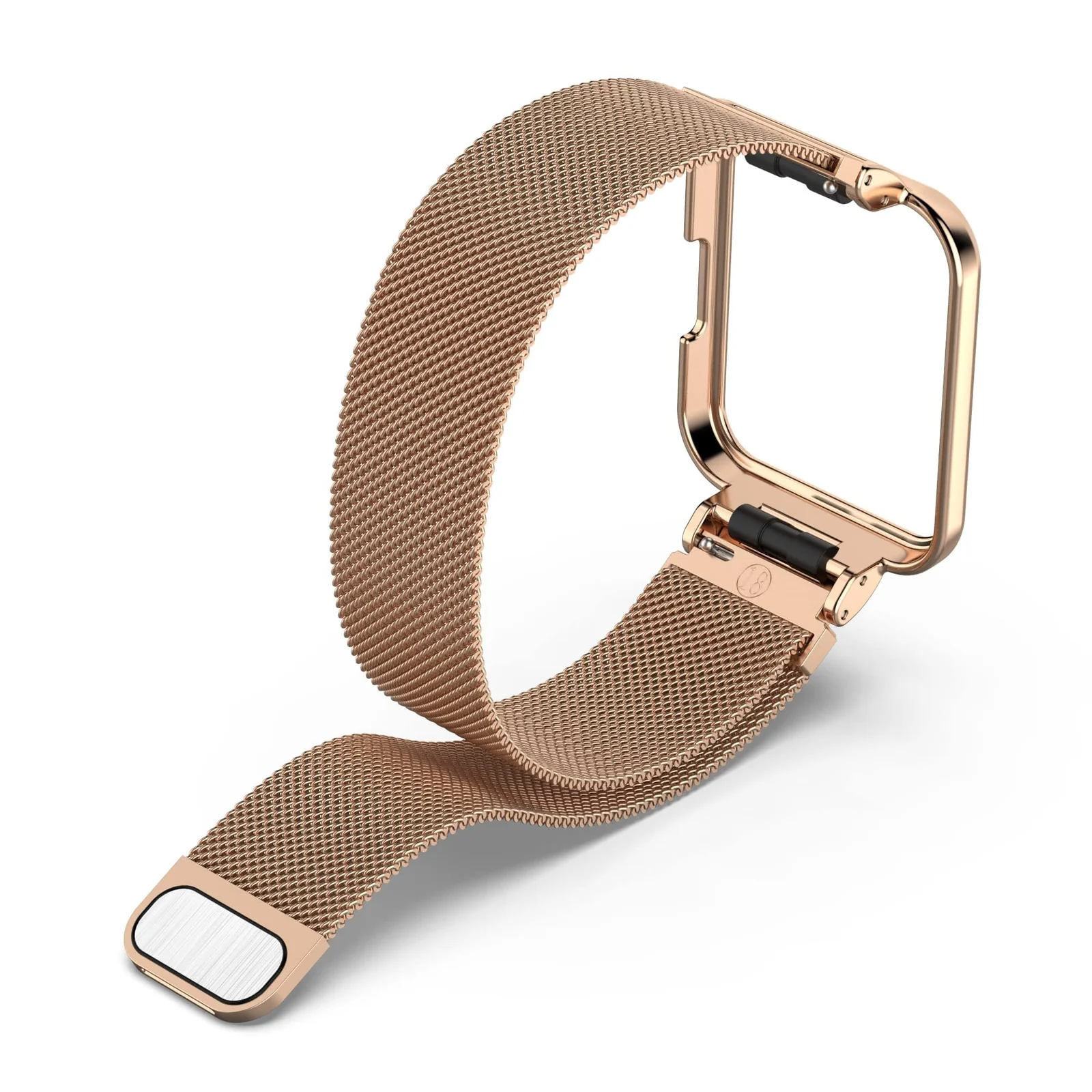 DL3 Mobilak Strap For Xiaomi Redmi Watch 2 Lite/Poco Watch/Redmi Watch 2 / Horloge 2, Magnetic Metal Stainless Steel Adjustable Wristbands Breathable Watch Band With Frame Metal - Rose Gold