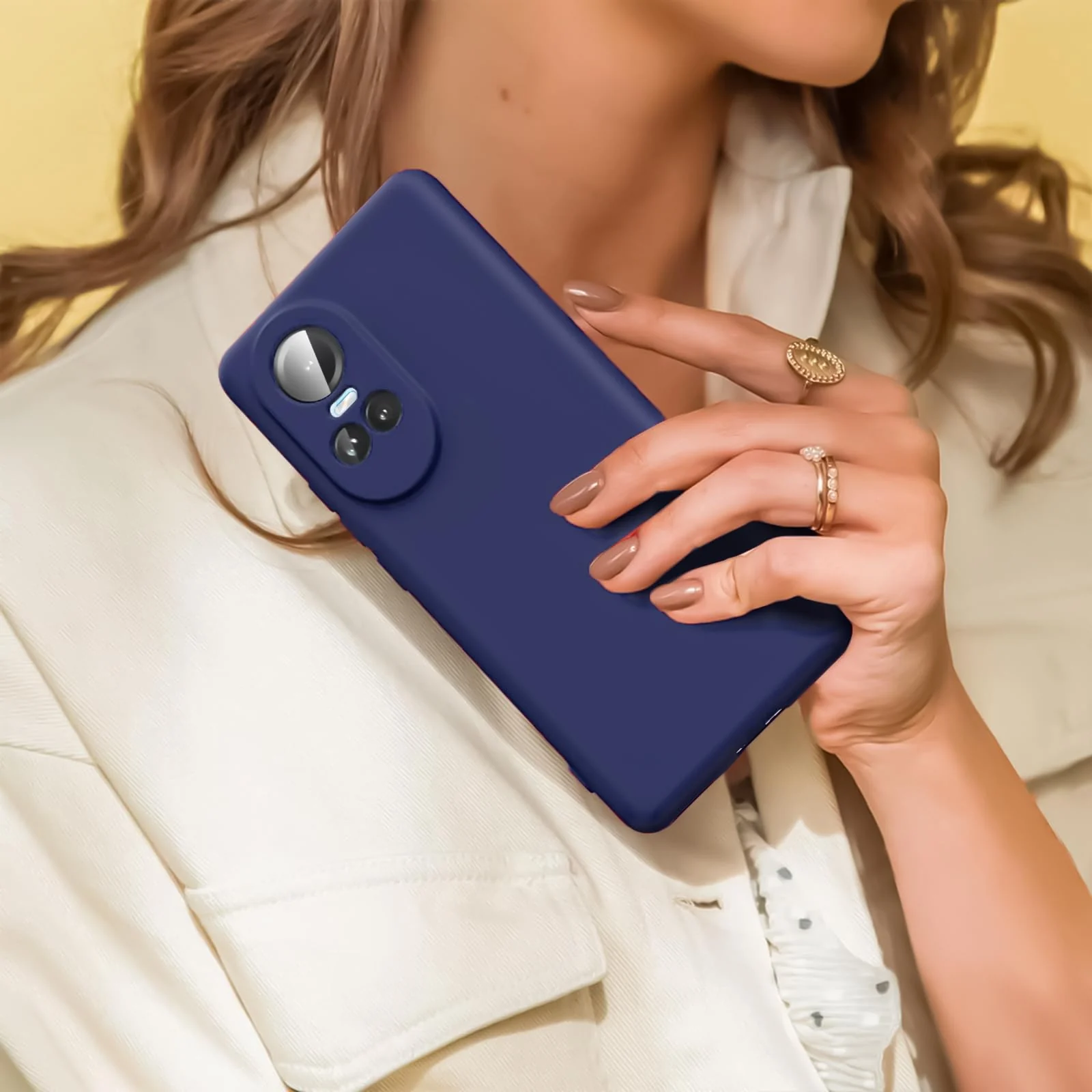 DL3 Mobilak Liquid Silicone Protective Case with Soft Microfiber Lining with Full Camera Protection for OPPO Reno 10 5G / OPPO Reno 10 Pro 5G - Blue 2