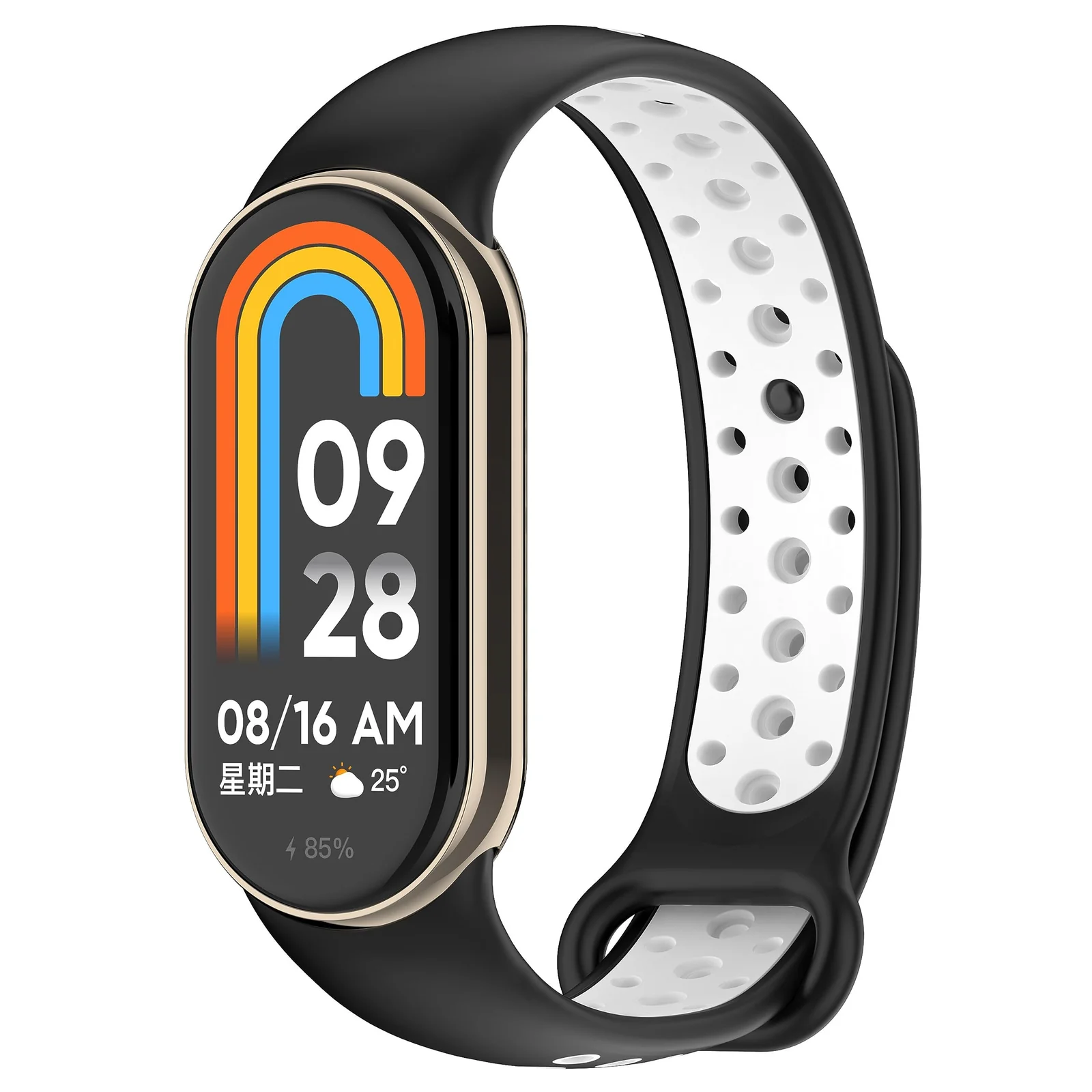 DL3 Mobilak Strap for Xiaomi Mi Band 9 / Mi Band 8, Breathable Sport Silicone Watch Band Strap, Replacement Bracelet Wristband Wrist Strap for Xiaomi Smart Band 9/Xiaomi Smart Band 8 Watch Accessories - Black White