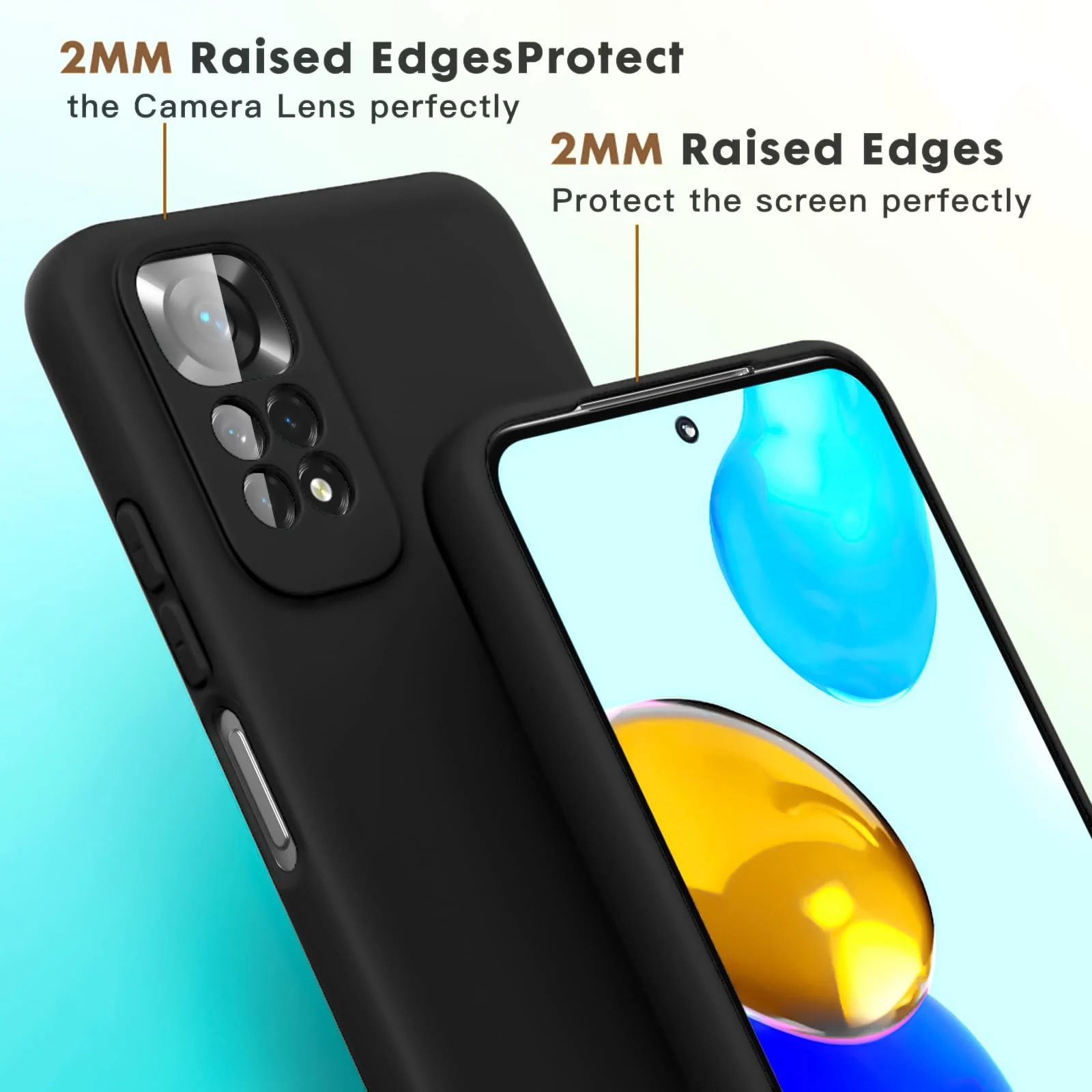 DL3 Mobilak Liquid Silicone Case for Xiaomi Redmi Note 12 Pro 4G / Redmi Note 11 Pro 4G / 5G, Not compatible with MagSafe, Supports wireless charging, Camera protection - Black
