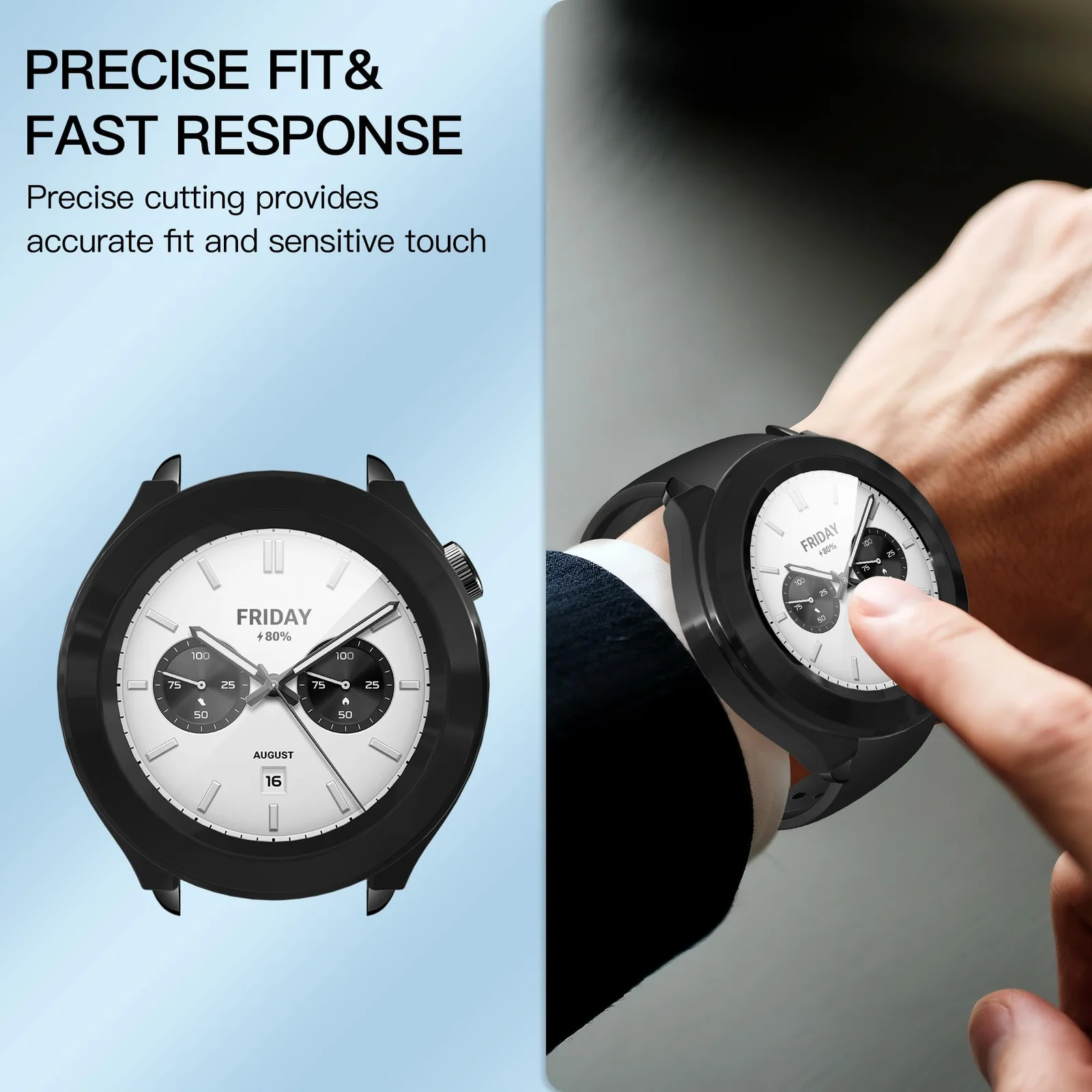 DL3 Mobilak Protective Case for Xiaomi Watch S4 Tempered Glass, Ultra Thin HD Glass Film Scratch Resistant PC Protection Cover, (Not for Xiaomi Watch S4 41mm/Sport) - Black