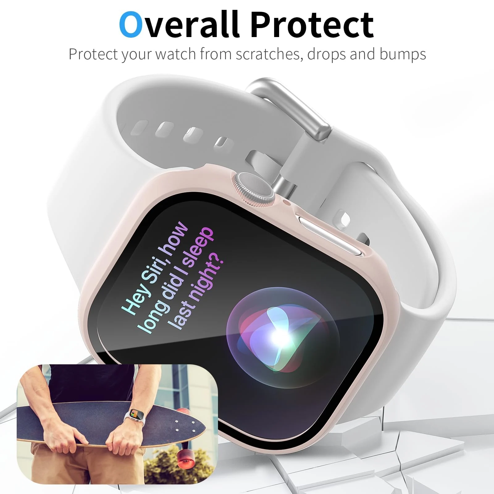 DL3 Mobilak Case with Screen Protector for Apple Watch Series 10 46mm, Bumper Full Coverage Hard PC Overall Protective Cover, Built-in Tempered Glass Film High Sensitivity - Pink