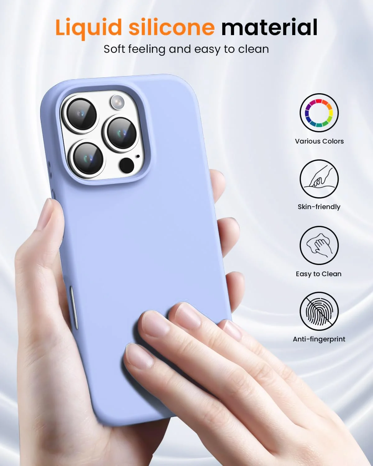 DL3 Mobilak Liquid Silicone Protective Case with Soft Microfiber Lining for iPhone 16 Pro Max - Baby Blue