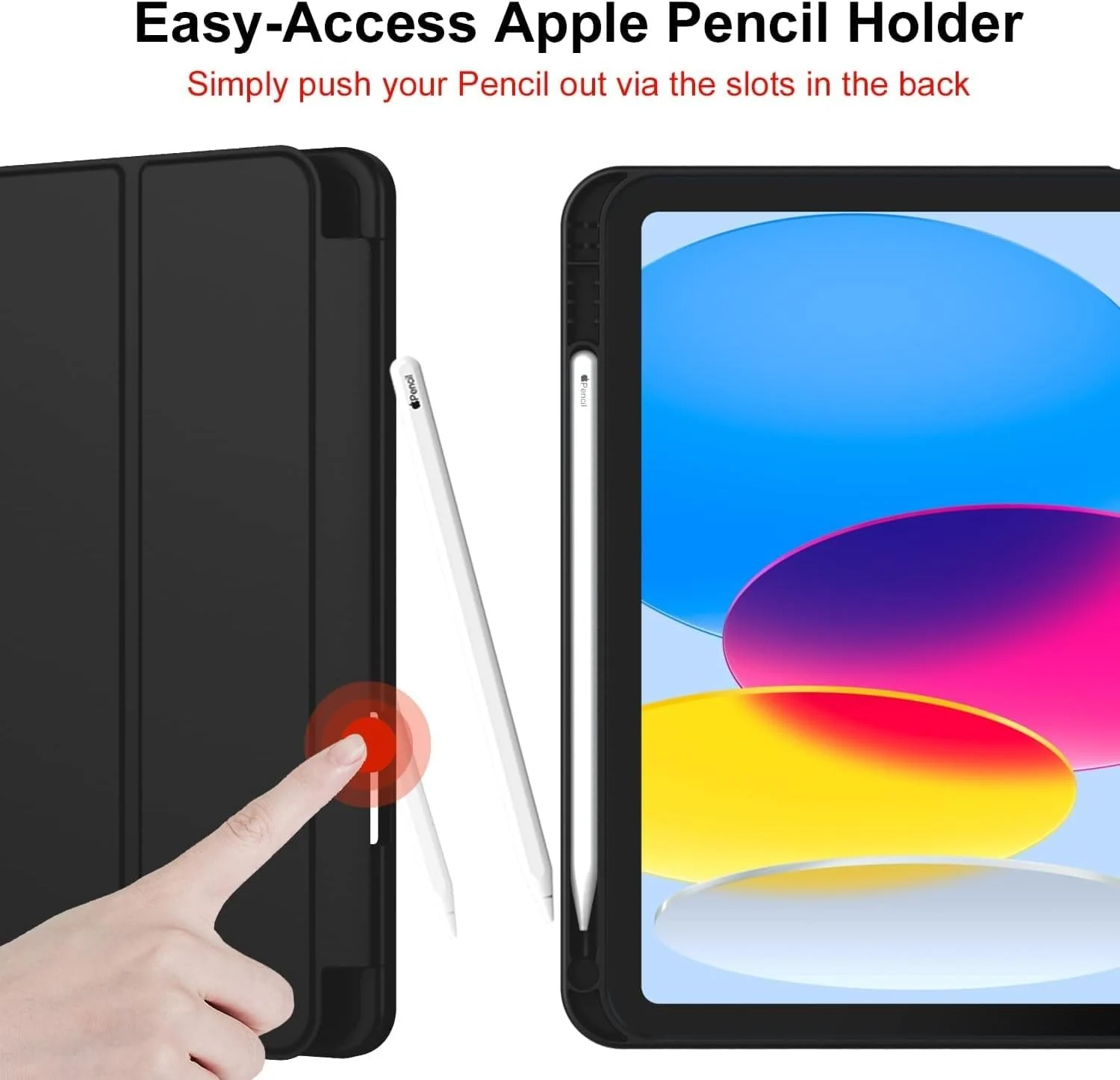 DL3 Mobilak iPad (A16) 11th Generation 11 Inch 2025/10th Generation 10.9 Inch 2022 with Pencil Holder, iPad 10 Flexible TPU Back Shell Smart Trifold Stand Protective Cover Auto Wake/Sleep - Black