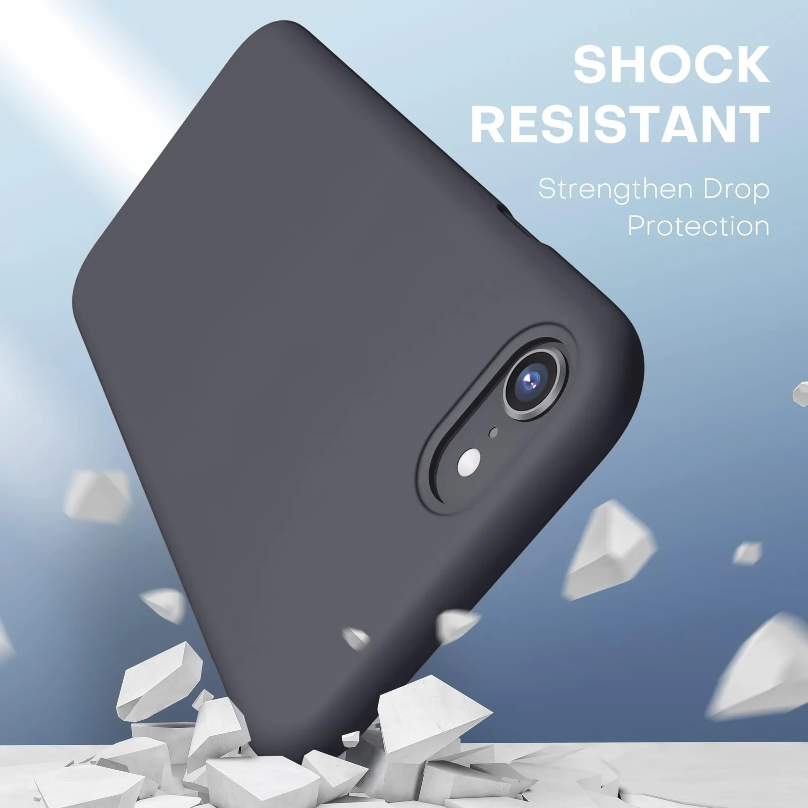 DL3 Mobilak Liquid Silicone Protective Case for iPhone SE 2022, SE 2020, iPhone 7, iPhone 8 with Camera Protection and Microfiber Lining - Dark Gray