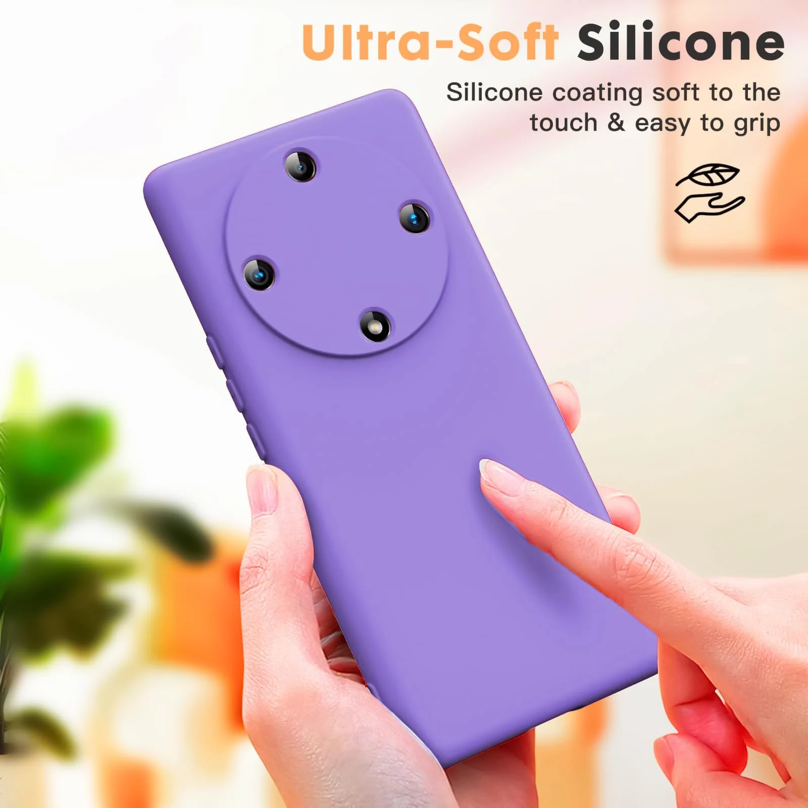 DL3 Mobilak Soft Silicone Protective Case for Honor X9a with Microfiber Lining and Shockproof Design - Light Purple