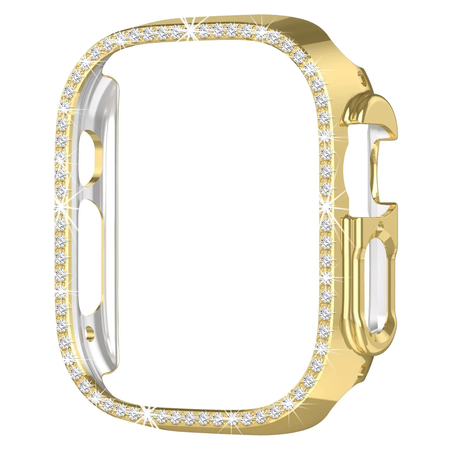 DL3 Mobilak Compatible with Apple Watch Ultra 49mm Bling Diamond Case PC Bumper Protective Cases Women Girls Crystal Shining Rhinestone Cases Smartwatch Accessories Case - Gold