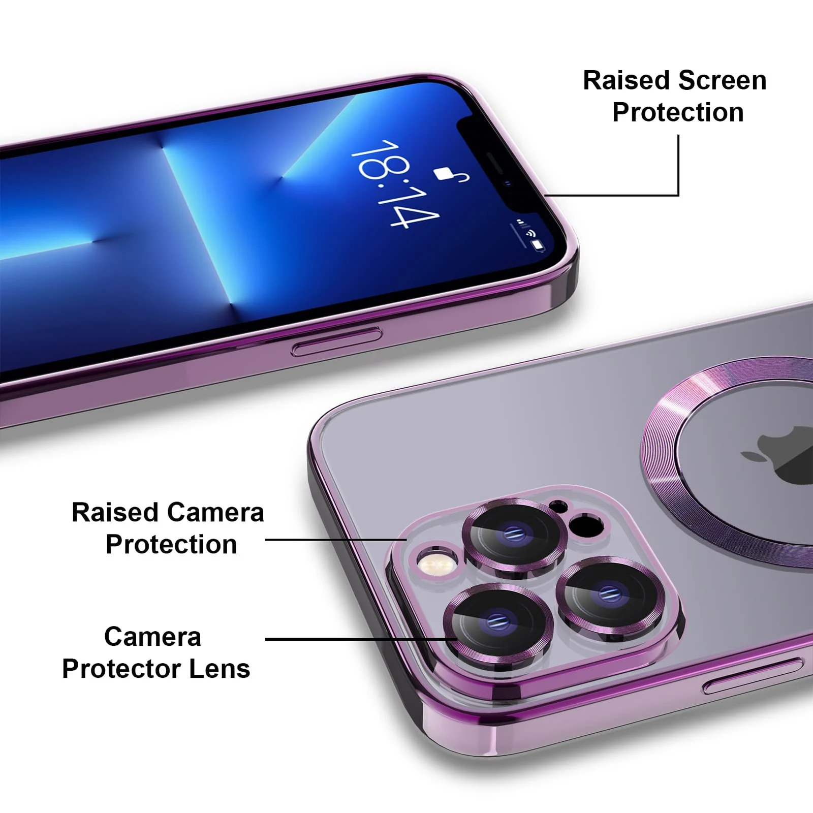 DL3 Mobilak Clear MagSafe-Compatible TPU Case and Camera Lens Protector for iPhone 11 Pro - Deep Purple