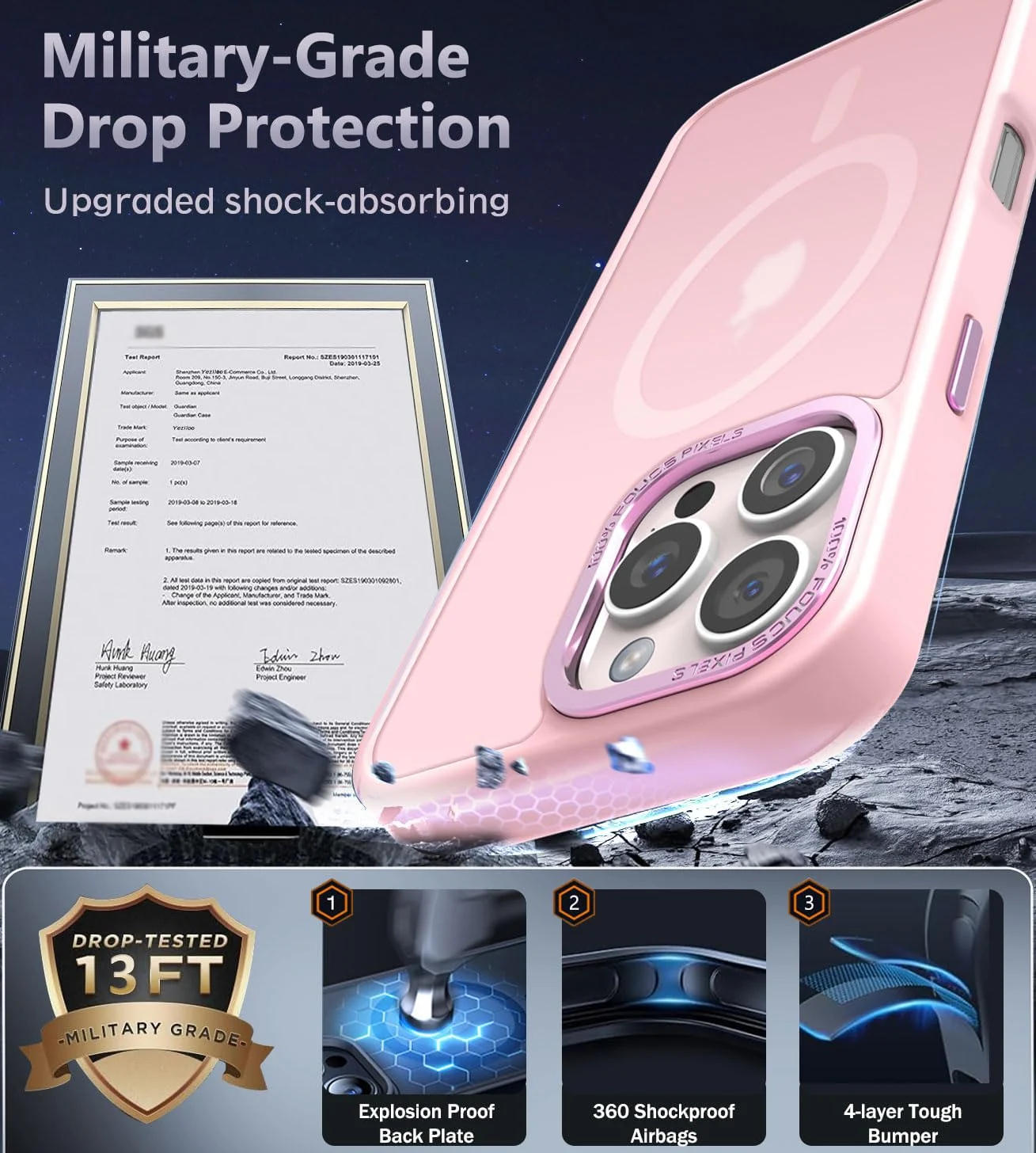 DL3 MOBILAK Protective Phone Case for Apple iPhone 16 Pro Max - Pink
