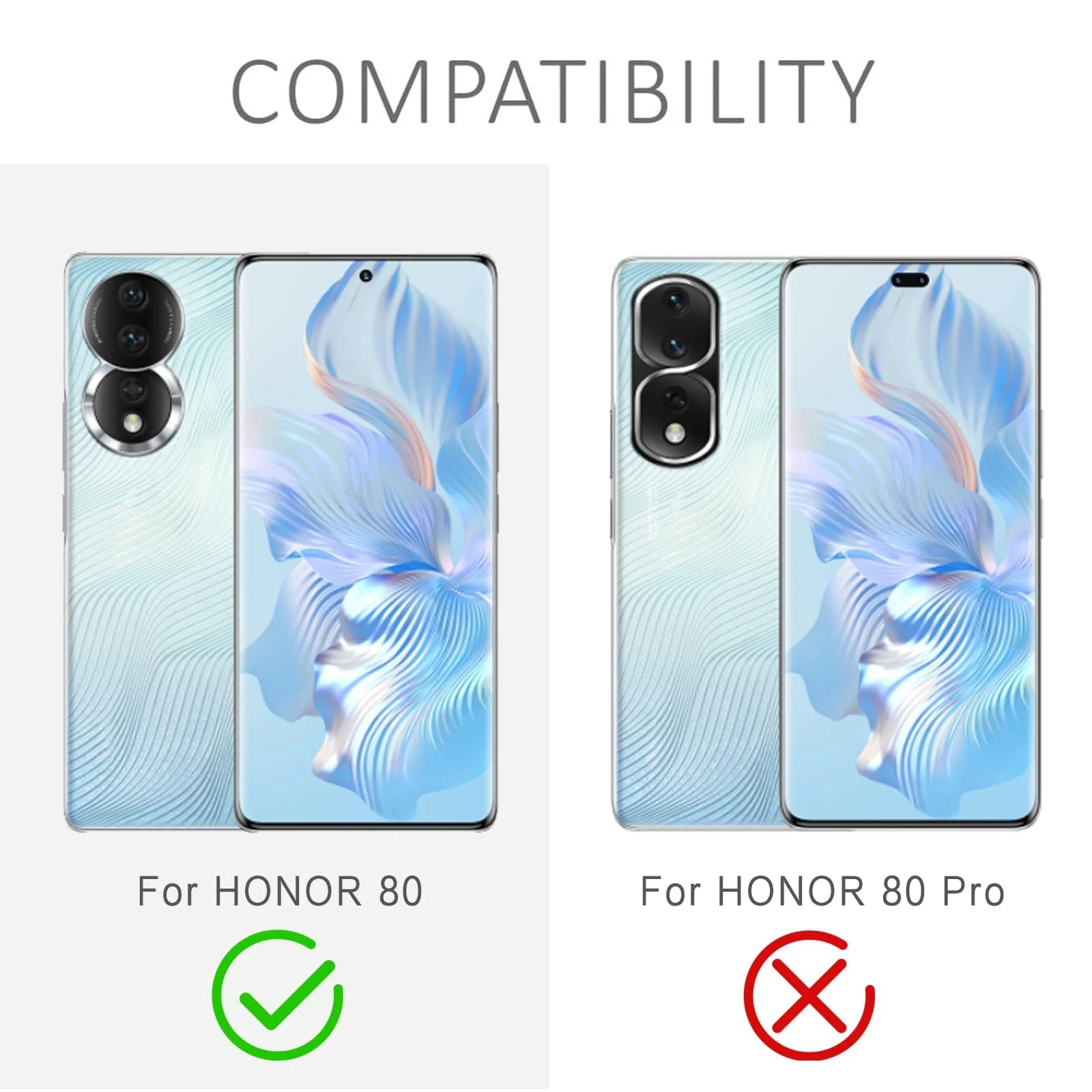 DL3 Mobilak Case Compatible with Honor 80 Case Crystal Soft TPU Gel Case Flexible Silicone Anti-Scratch Camera Protection TPU Cover - Clear