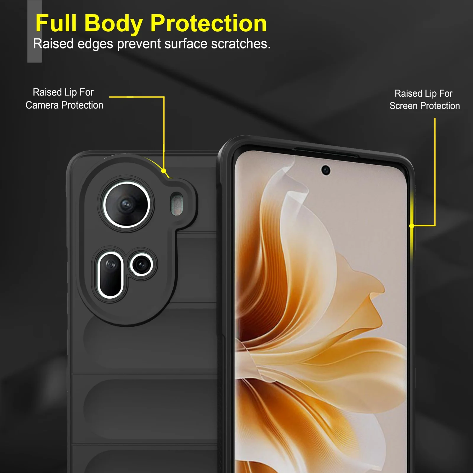 DL3 Mobilak Rugged Protective Case for OPPO Reno 11 5G, Camera protection, Shock-absorbing protection, Non-slip grip - Black