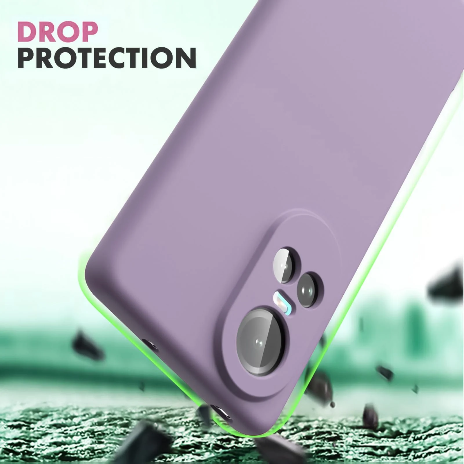 DL3 Mobilak Liquid Silicone Case for OPPO Reno 10, Shock-absorbing protection, Scratch-resistant surface, Soft microfiber lining - Lavender