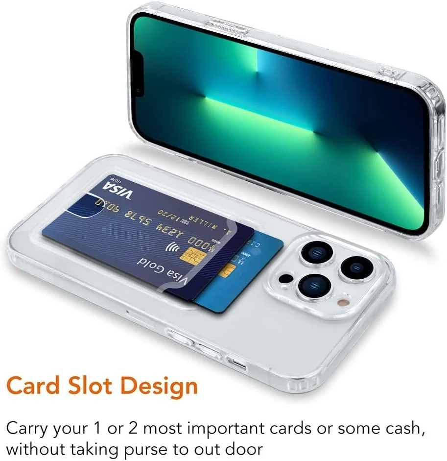 DL3 Mobilak Compatible with Apple iPhone 14 Pro (6.1 inch) Wallet Case with Card Holder, Precision Cut-Outs and TPU Bumper for Shock Absorption, Anti-Scratch Smudge-Proof (Matte ) - Clear