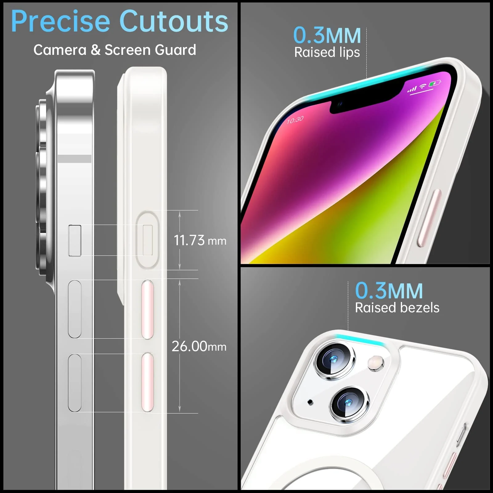 DL3 MOBILAK Case Magnetic Crystal Clear for iPhone 15+ Plus/iPhone 14 Plus 6.7-Inch Case, [Compatible with MagSafe] Slim Phone Case Thin Cover - White