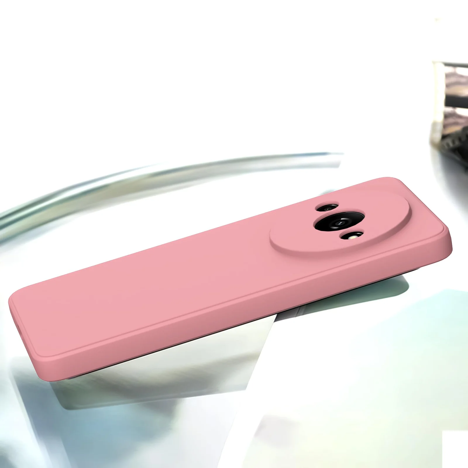 DL3 Mobilak Xiaomi Redmi A3 Case, Soft Flexible Liquid Silicone Gel Rubber Bumper Cover, Full Body Shockproof Protective Phone Case - Pink