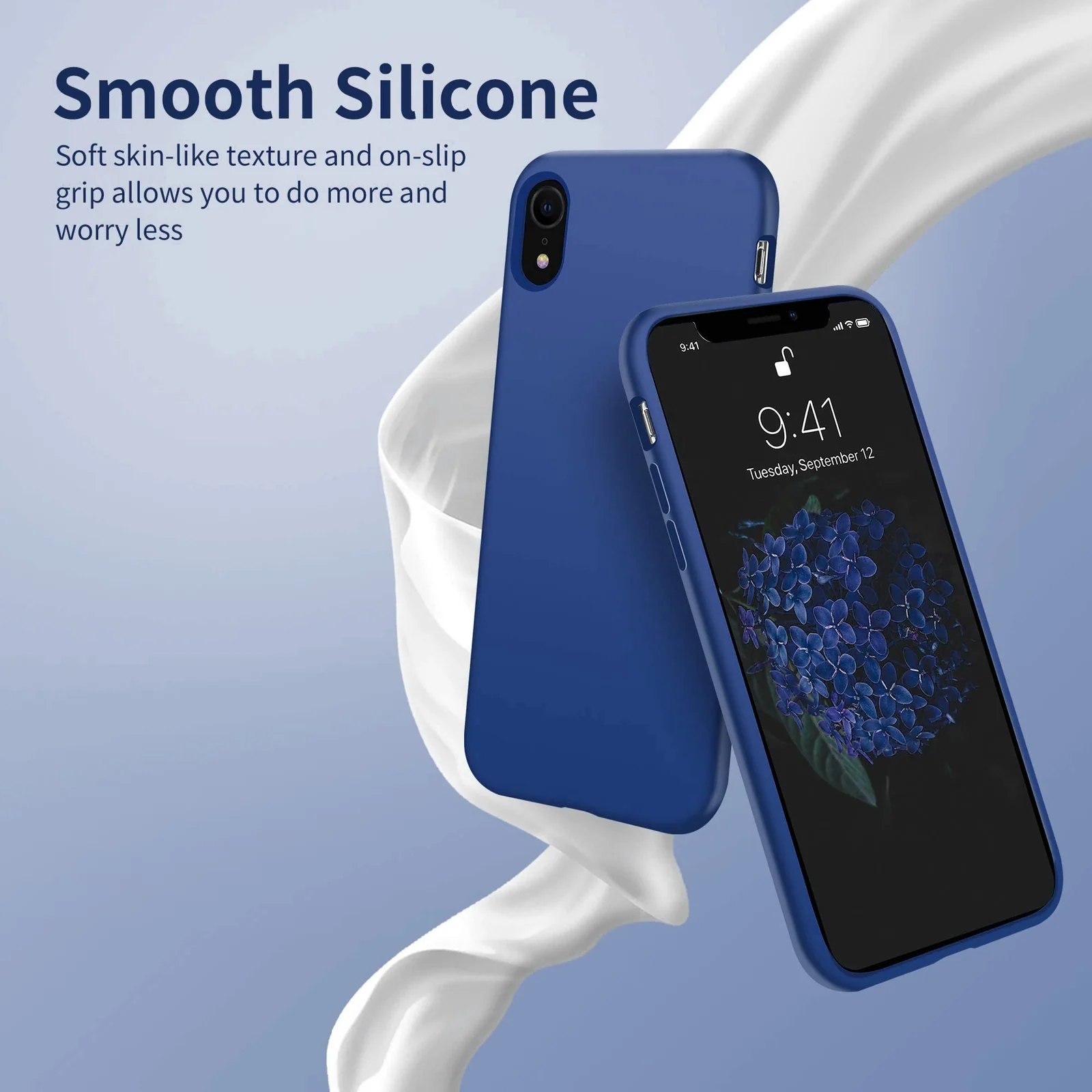 DL3 Mobilak Liquid Silicone Protective Case with Soft Microfiber Lining for iPhone XR - Royal Blue