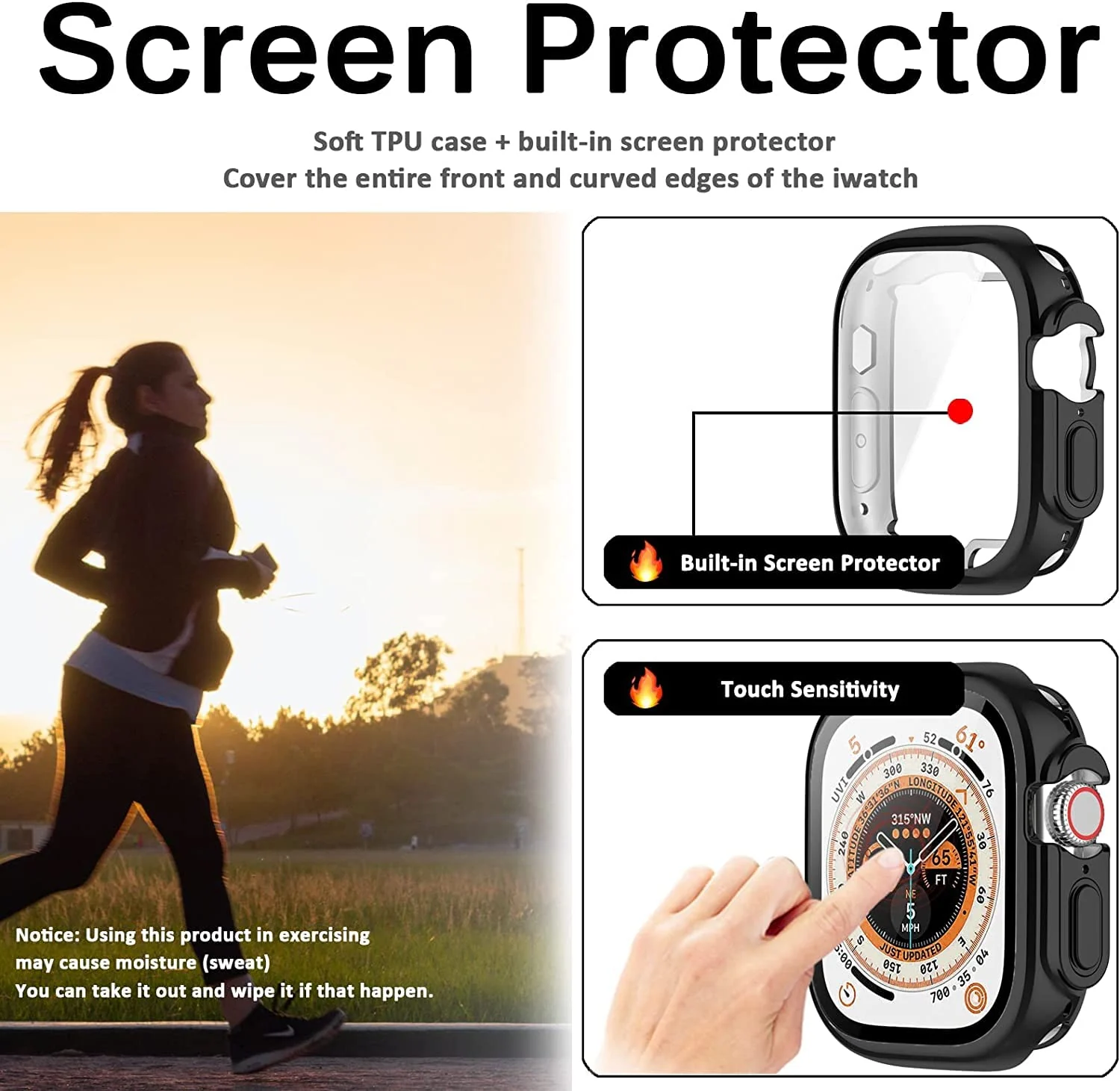 DL3 Mobilak Case Compatible with Apple Watch Ultra 49mm Case Watch Soft TPU Shockproof Cover Slim Guard Thin Bumper Shell Protector - Black