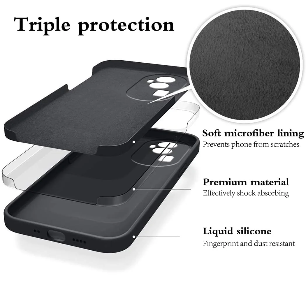 DL3 Mobilak Liquid Silicone Protective Case for OPPO Reno 10 Pro+ Plus 5G with Microfiber Lining and Shockproof Design - Black