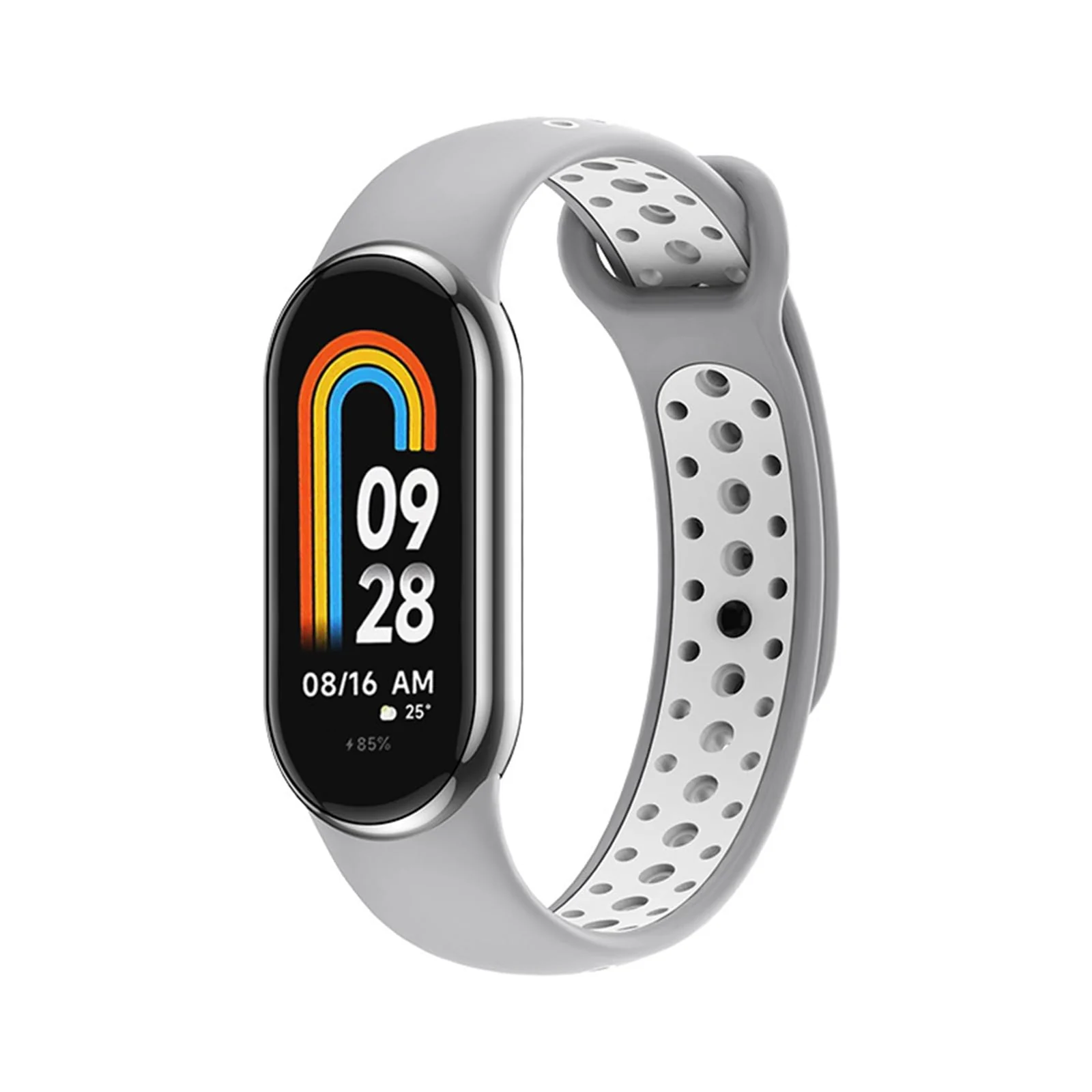 DL3 Mobilak Strap for Xiaomi Mi Band 9 / Mi Band 8, Breathable Sport Silicone Watch Band Strap, Replacement Bracelet Wristband Wrist Strap for Xiaomi Smart Band 9/Xiaomi Smart Band 8 Watch Accessories - Gray White
