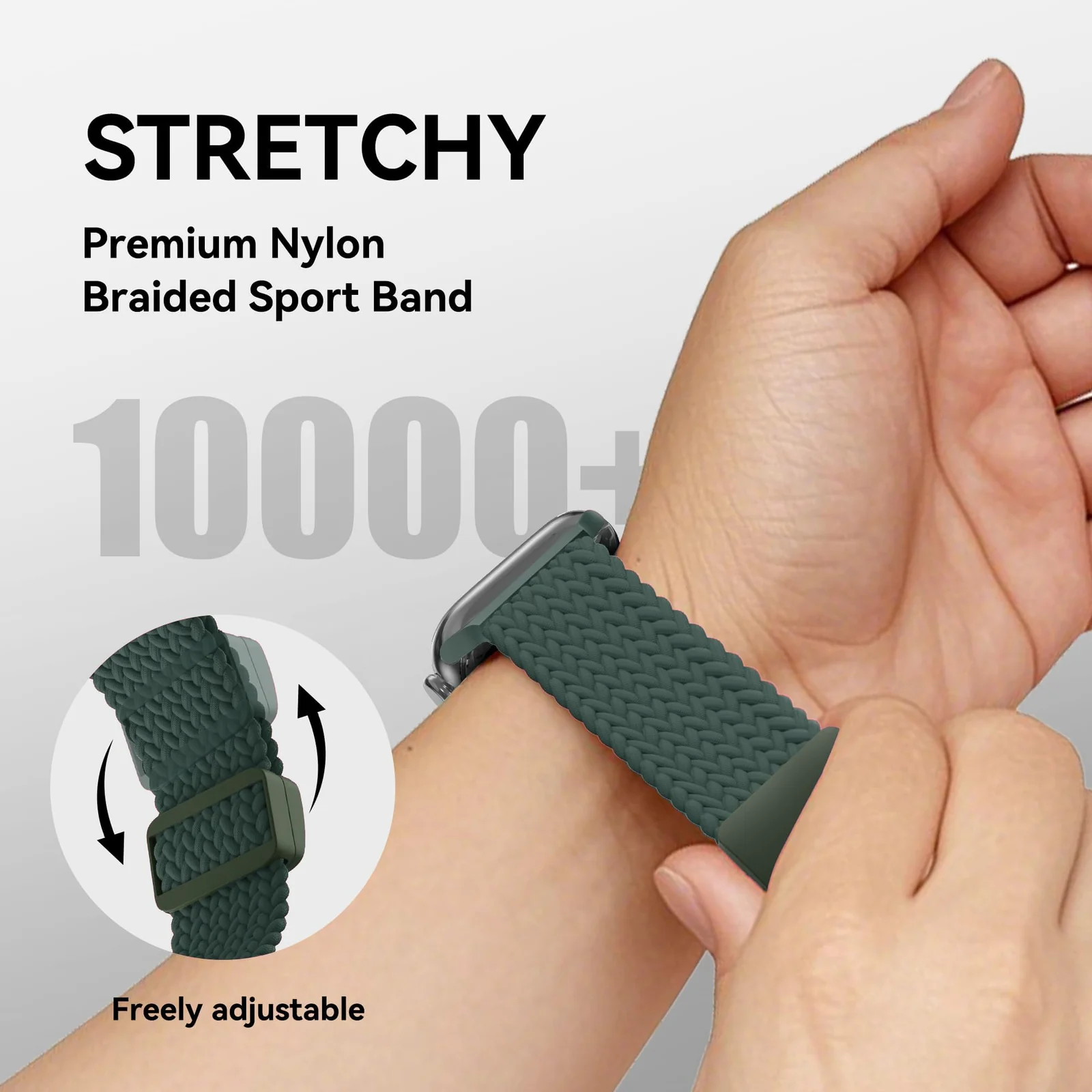 DL3 Mobilak Sport Solo Loop Compatible with Apple Watch Band 42mm 44mm 45mm 46mm 49mm for Women Men, Magnetic Strap Stretchy Braided Wristband for iWatch Series 11 10 9 8 7 6 5 4 3 Ultra 3 2 1 SE SE2 - C-Green
