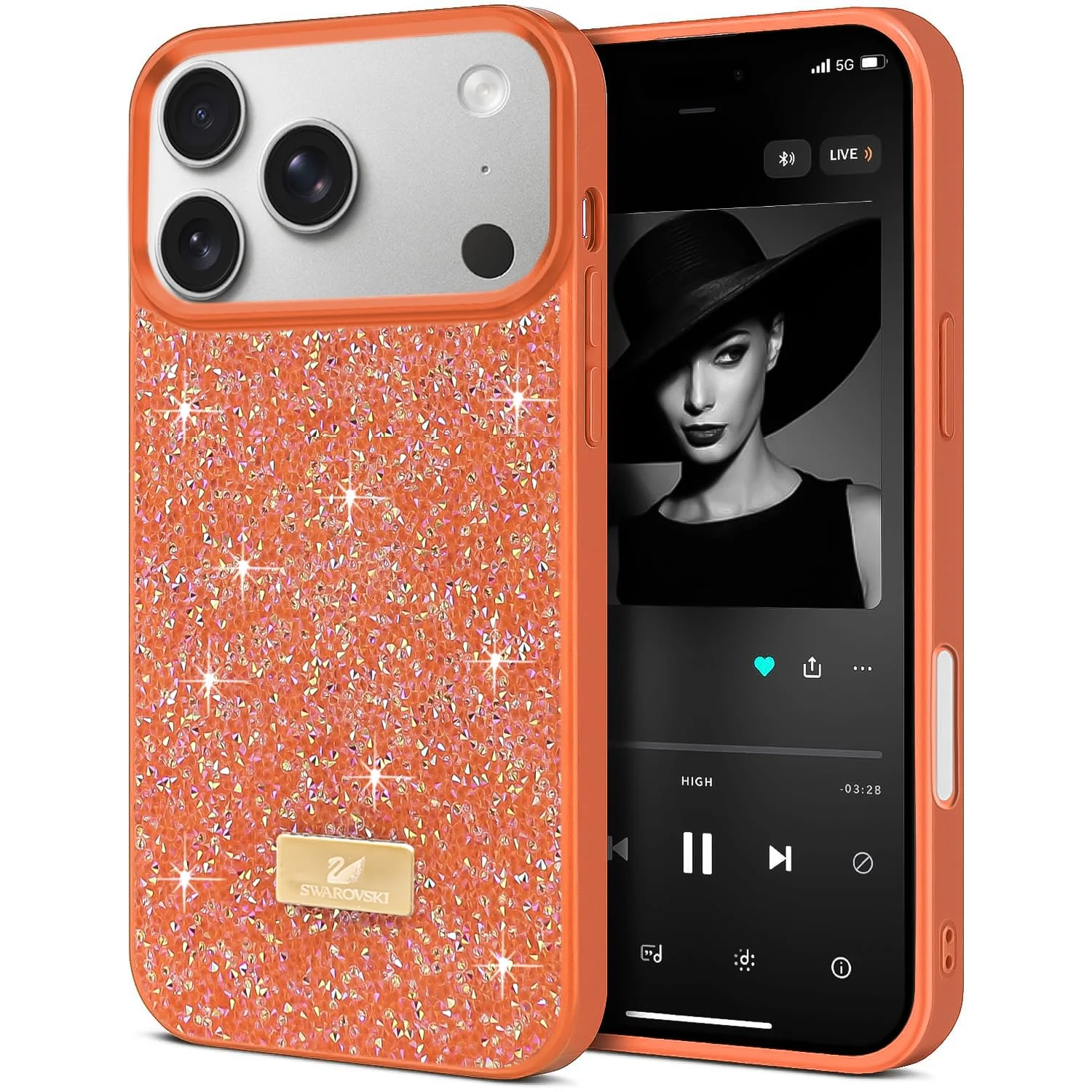 DL3 Mobilak Glitter Protective Case for iPhone 17 Pro, Supports wireless charging, Shock-absorbing protection, Scratch-resistant surface