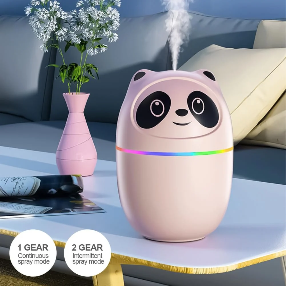 Mobigon Wood Cool Mist Ultrasonic Humidifier for Room Moisture, Aroma Diffuser for Home, 220ml Essential Oil Diffuser with 7 Colorful Night Light, Auto Shut-Off, Home, Office, car - Pink