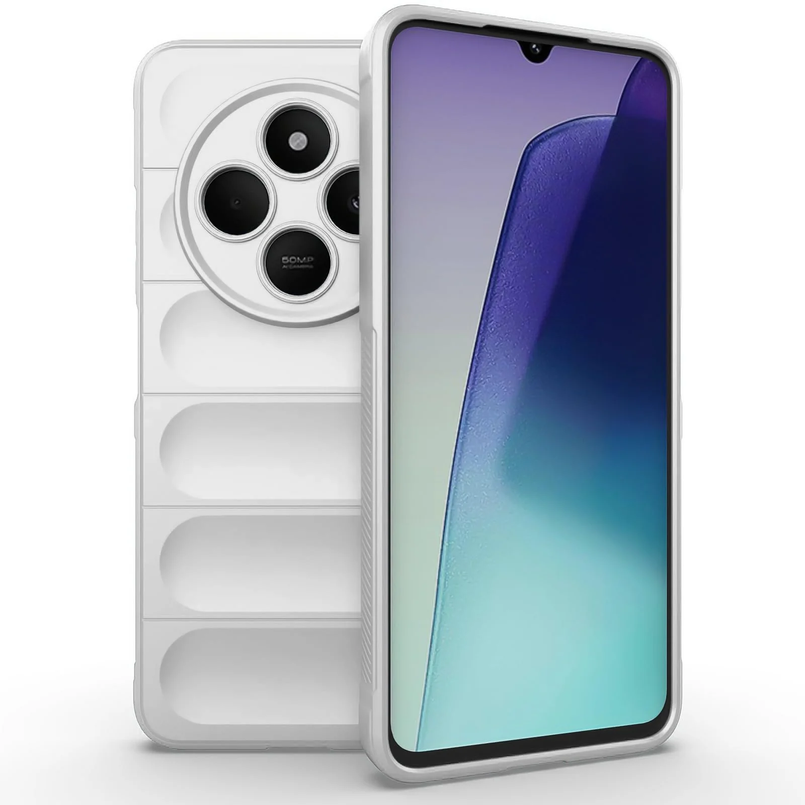 DL3 Mobilak Silicone Case for Xiaomi Redmi 14C 4G/Poco C75 Heavy Duty Protective [Slim Fit] Soft Flexible Protective Design Shock-Absorption TPU Cover With Camera Protection - White