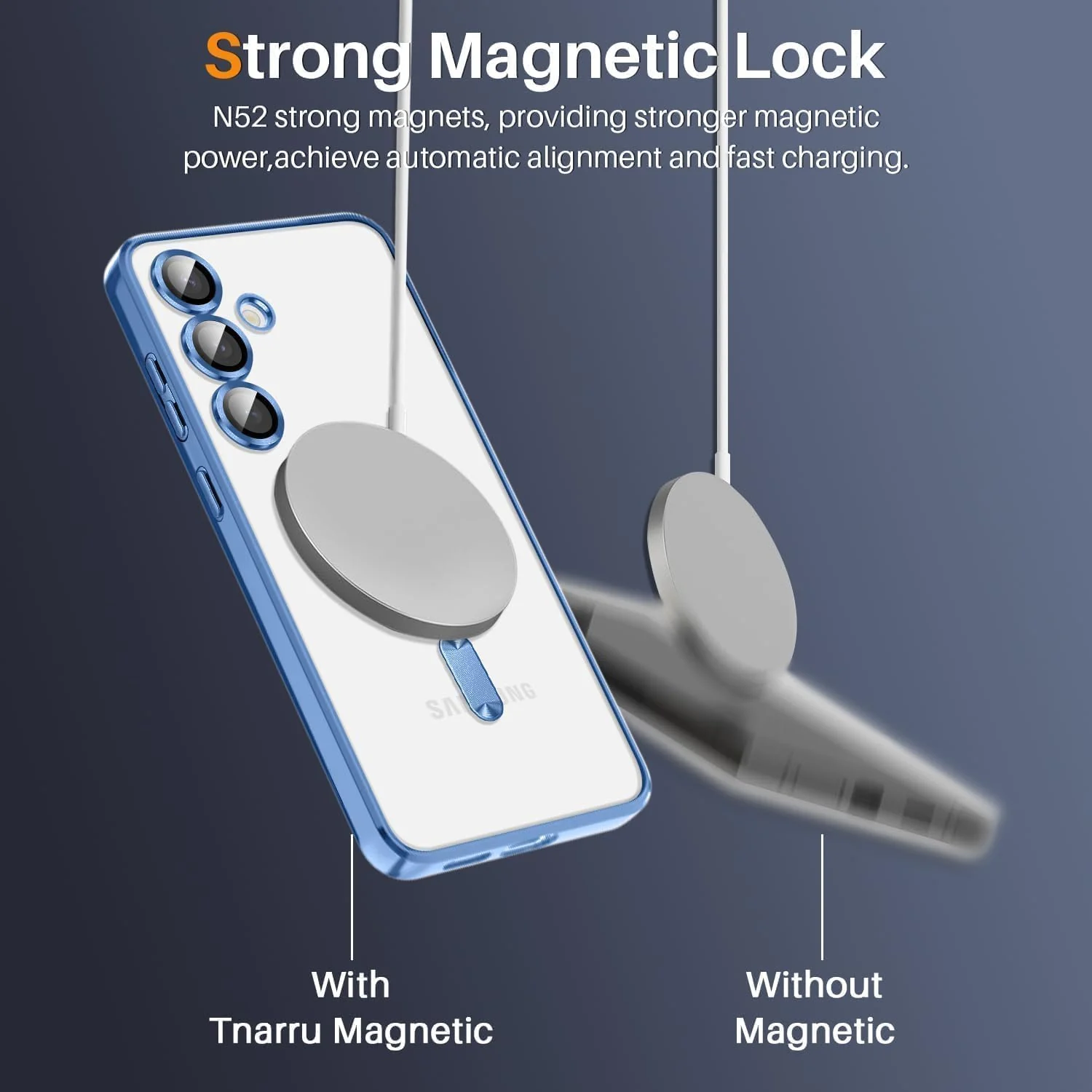 DL3 Mobilak For Samsung Galaxy A54 5G Magnetic Case, Compatible with MagSafe, Built-in Camera Lens Protector, Luxury Plating Soft TPU Clear Shockproof Slim Thin Cover - Sierra Blue