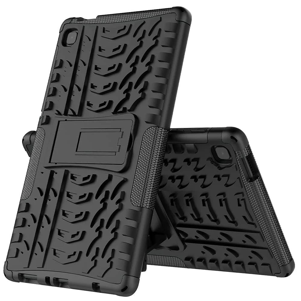 DL3 Mobilak Case For Samsung Galaxy Tab A7 Lite 8.7 Inch 2021 Model (SM-T220/T225/T227), Hybrid Rugged Armor Heavy Duty 2 in 1 TPU + PC Combo Dual Layer Shockproof Case with Kickstand - Black