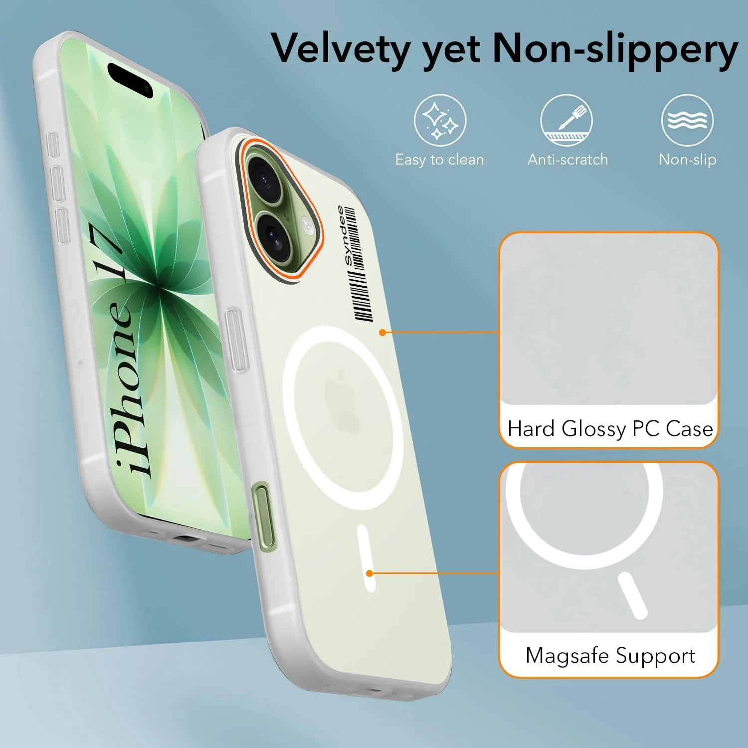 DL3 Mobilak Case Back Cover for iPhone 17, Sleek Frosted Translucent Back Only Compatible with Wireless Magnetic Accessories | Anti-Scratch Shockproof Phone Case - Clear